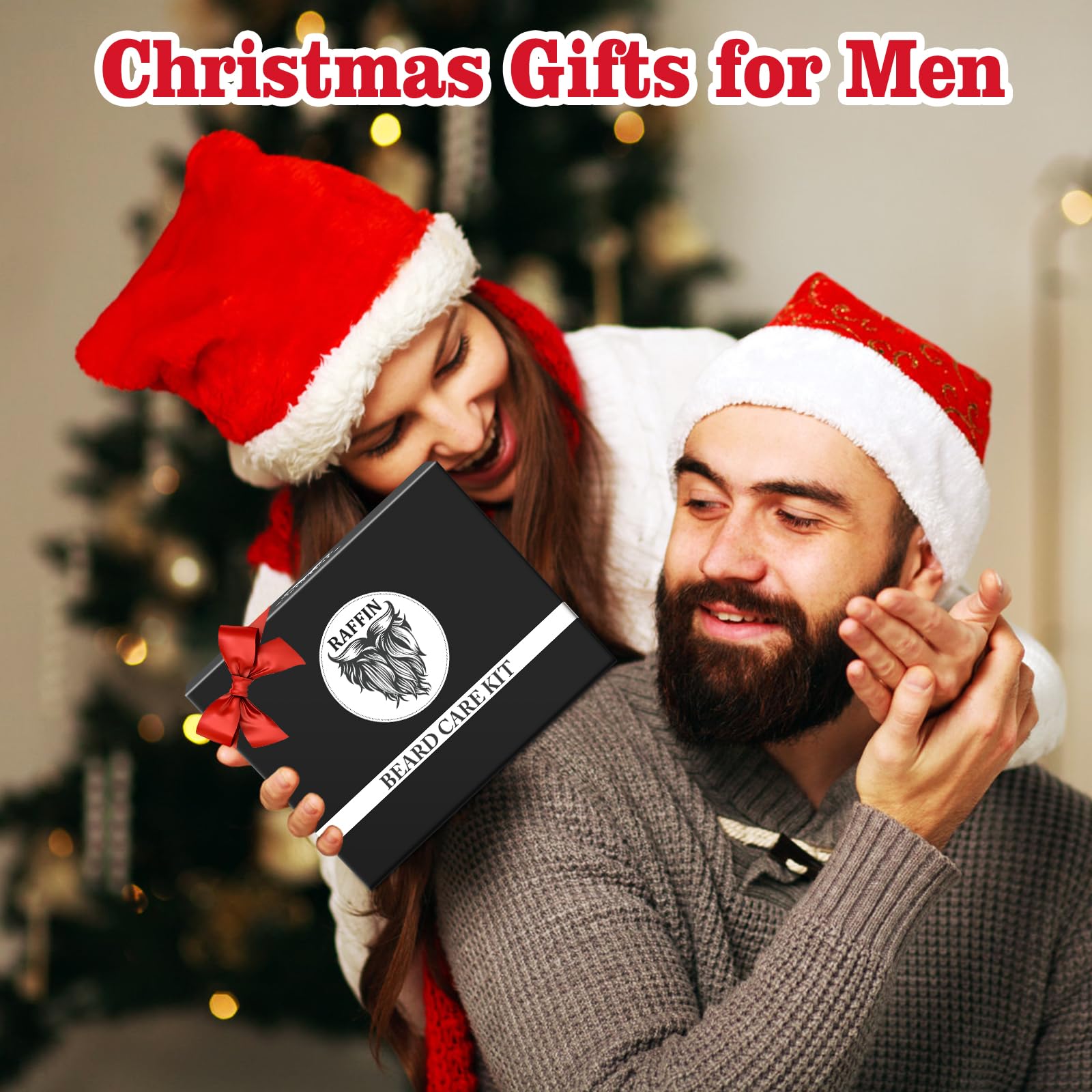 RAFFIN Christmas Gifts for Men, Beard Kit for Men‘s Winter Self-Care, Outfits Men's Grooming Routine, Birthday Gifts for Him, Stocking Stuffers for Adult, Men, Him, Husband, Boyfriend, Son, Dad