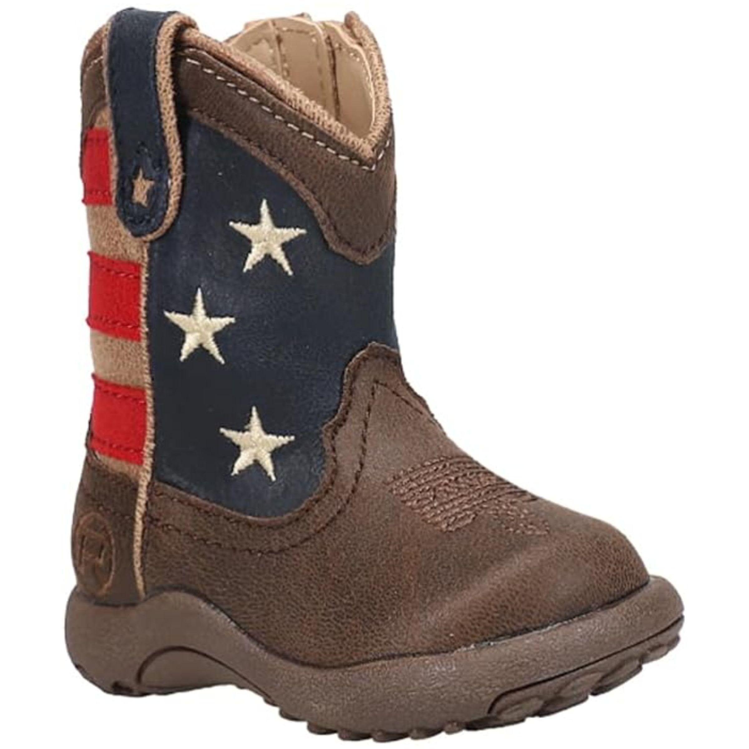 ROPER Kids Boys American Patriotic Square Toe Casual Boots Mid Calf - Brown - Size 2 M