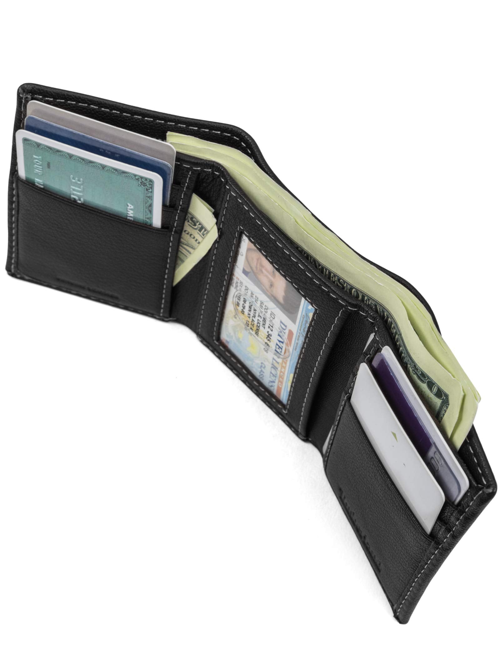 Timberland Men's Leather Trifold Wallet with Id Window, Black (Blix), One Size