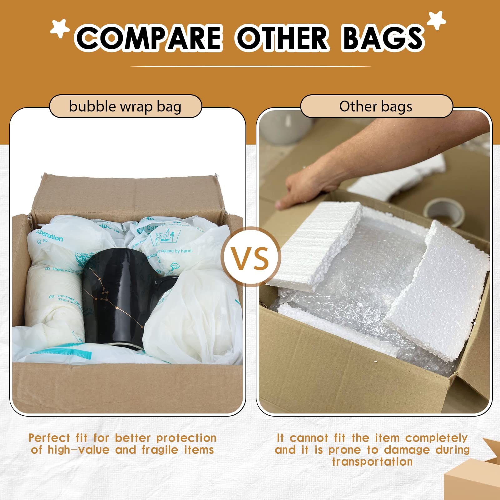 Foam Bag For Shipping, Pack of 8 Handy Foam Room Temperature Expanding Foam Packaging Bags, Instant Pack Quick Expanding Packaging Filler - Packing and Shipping Solution