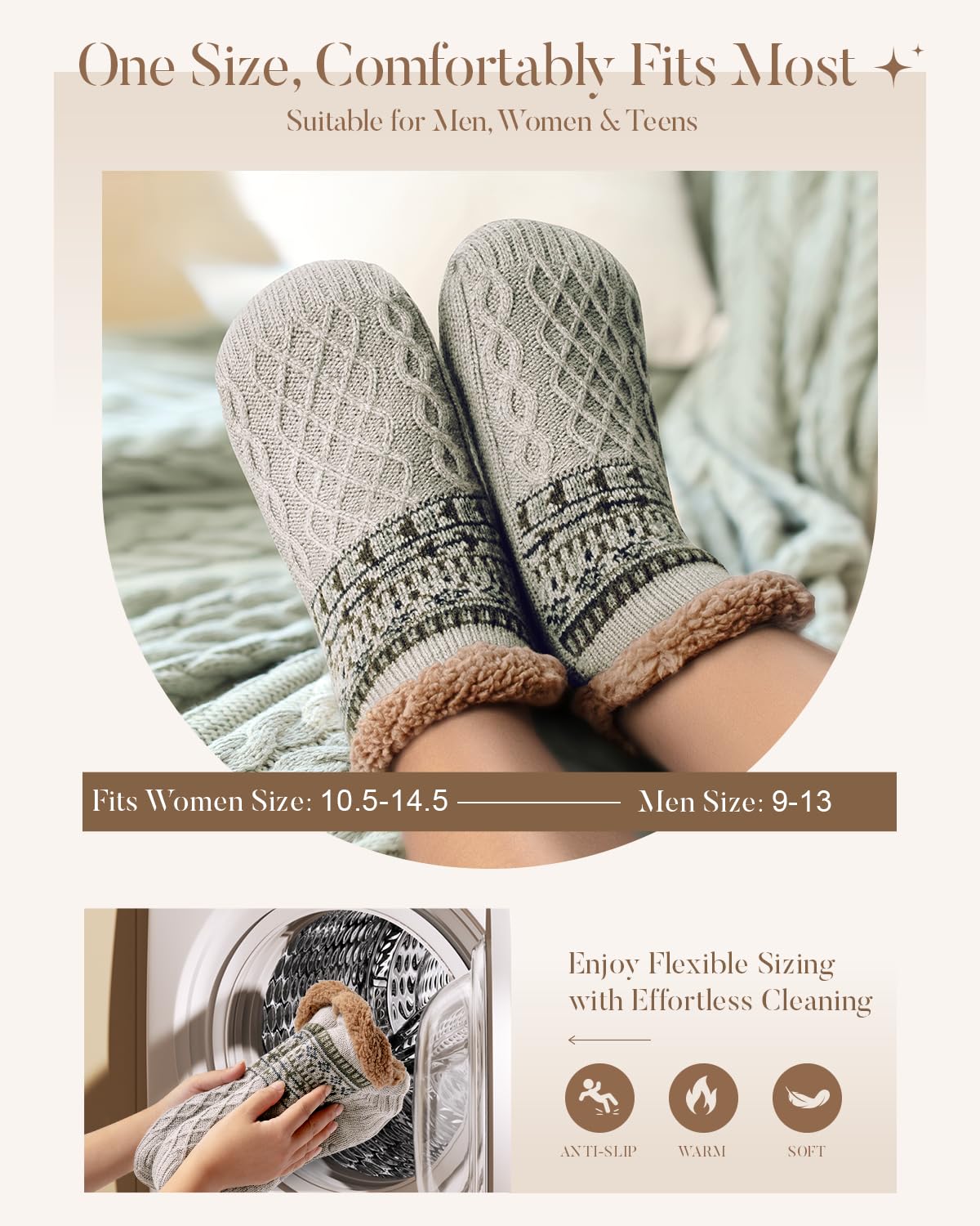 Stocking Stuffers for Adults Men Him: Fuzzy Slipper Socks with Grips Winter Thick Warm Cabin Thermal Socks Comfy Non Slip, Christmas Gifts for Men Husband Dad Grandpa Him Boyfriend Cozy Holiday Gifts