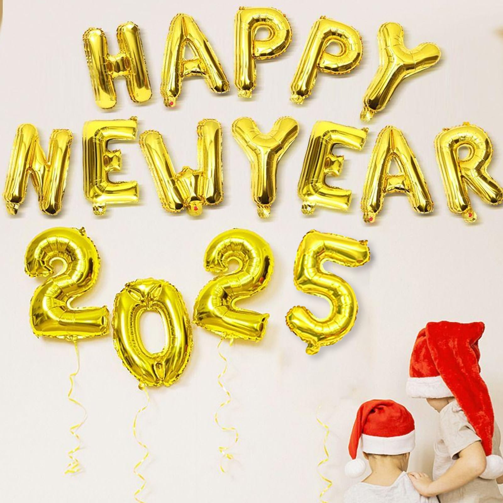 Happy New Year Balloons,16 Inch Gold Foil New Years Decorations 2025 Balloon NYE Letters Balloons Banner New Years Eve Party Supplies 2025 Happy New Year Decorations 2025 New Years Eve Balloons 2025