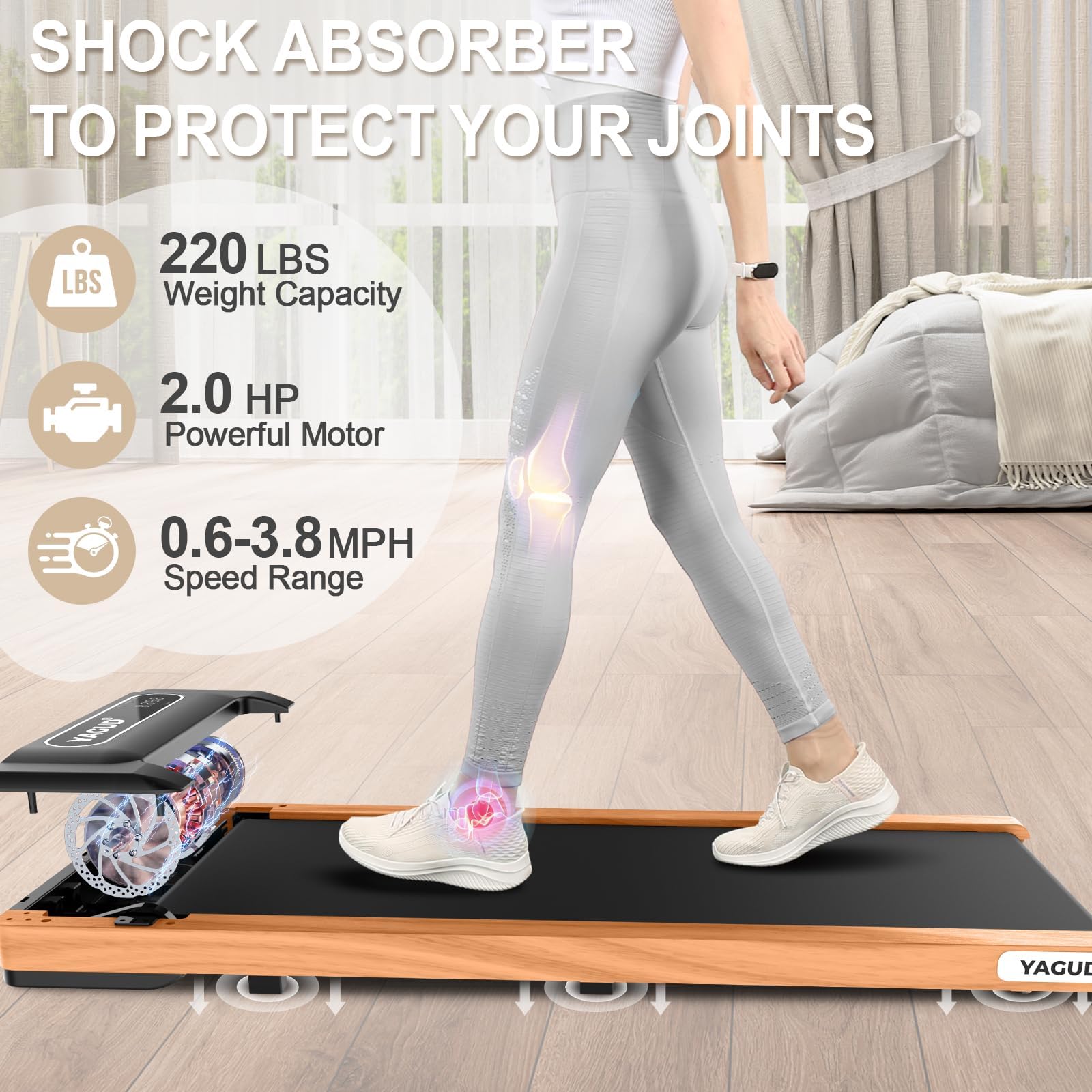 Walking Pad, Walking Pad Treadmill for Home Office, Portable Under Desk Treadmill with Remote Control and LED Display, Walking Jogging Running Machine