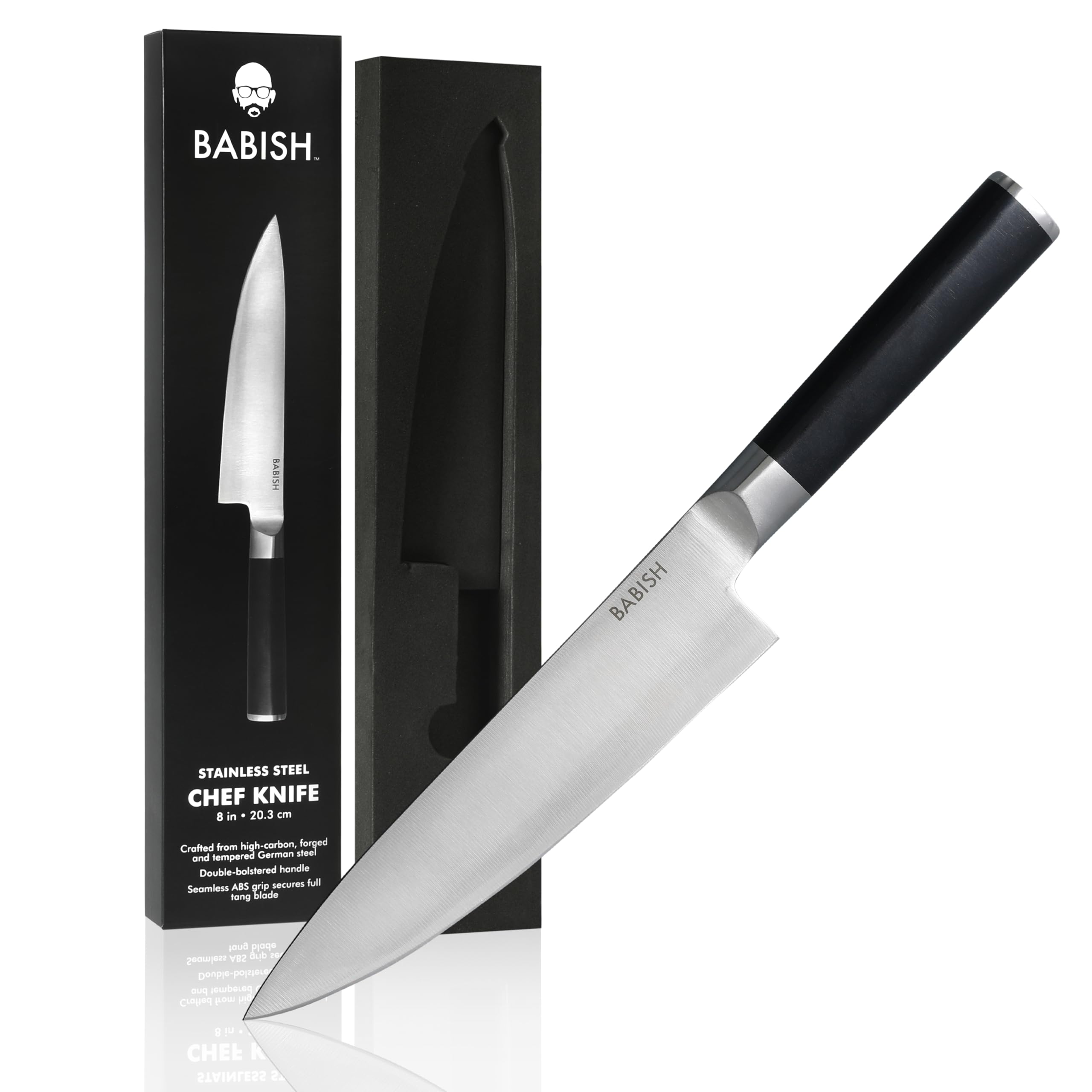 Babish High-Carbon 1.4116 German Steel Cutlery, 8" Chef Kitchen Knife,