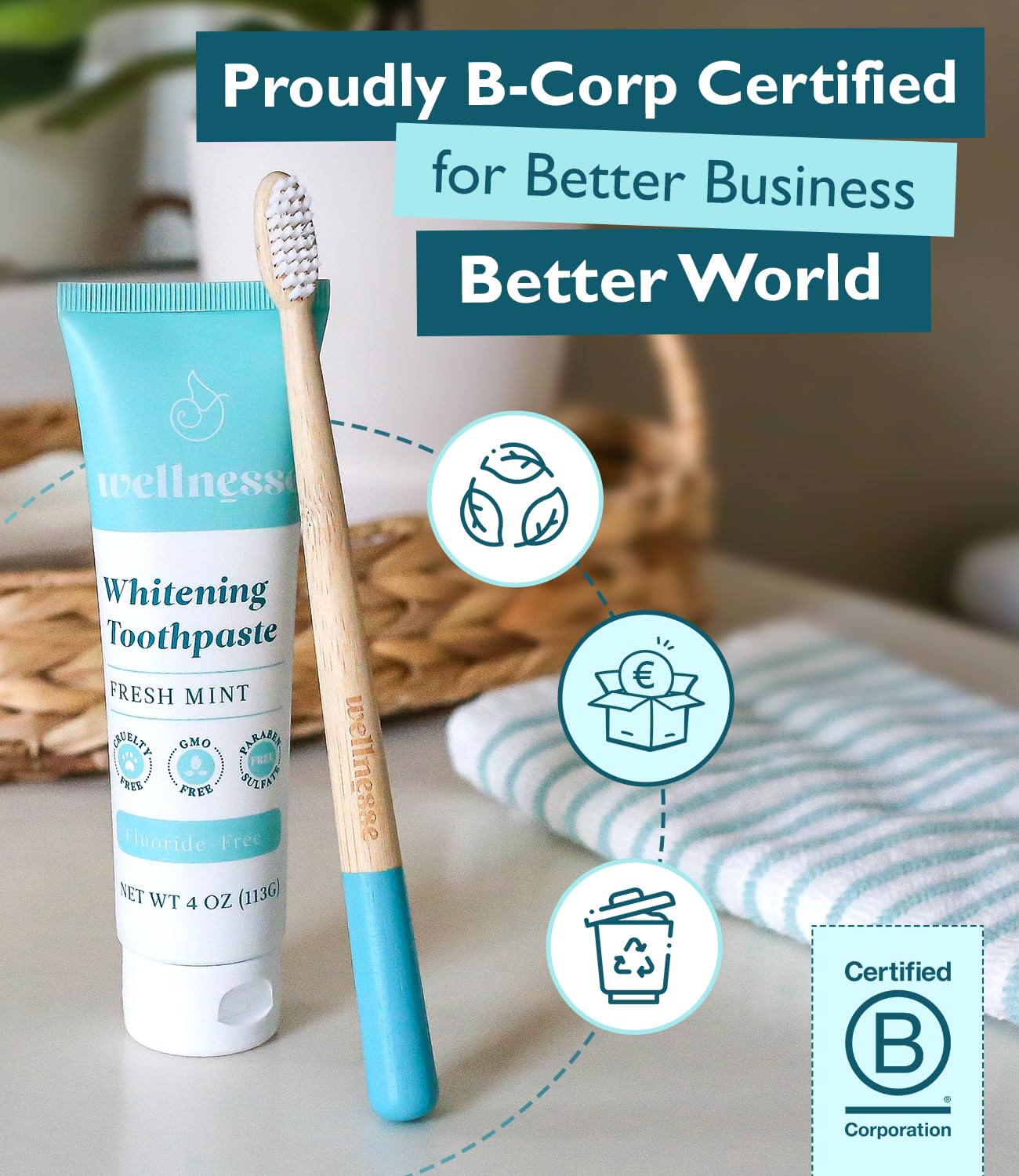 Wellnesse Whitening Hydroxyapatite Toothpaste with Xylitol - Remineralizing and Sensitivity Relief - Fluoride Free Toothpaste with Natural Ingredients - Remineralization Natural Toothpaste