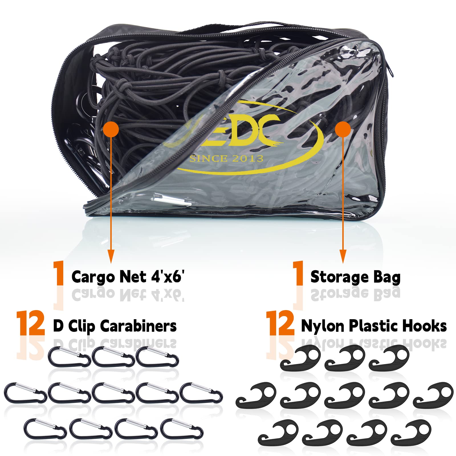 DEDC 4' x 6' Cargo Net for Pickup Truck Bed Stretches to 12' x 18',Universal Heavy Duty Truck Bed Cargo Net for Trailer 4”x4” Latex Bungee Mesh Cargo Net for SUV/Trailer/Ford/Dodge RAM/Chevy/Toyota