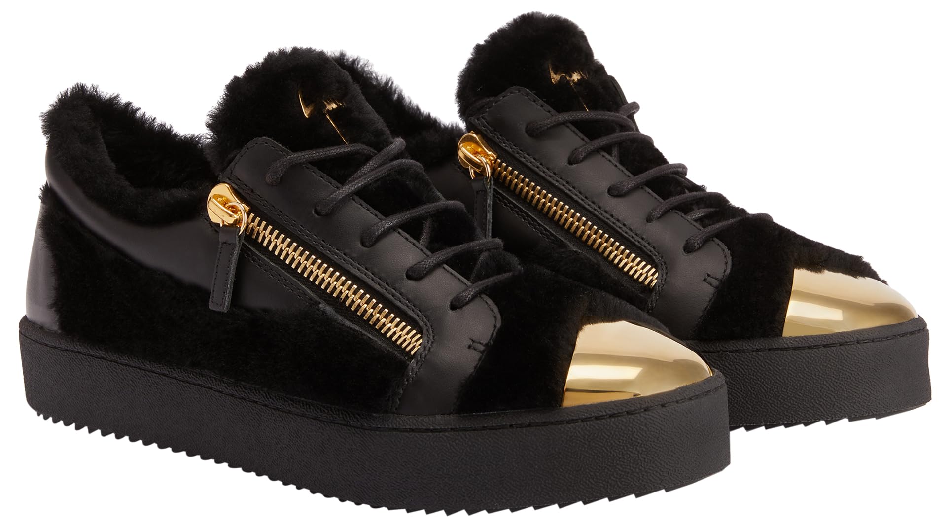 Giuseppe Zanotti, Frankie Winter Leather Low Top Sneakers, 10, Black