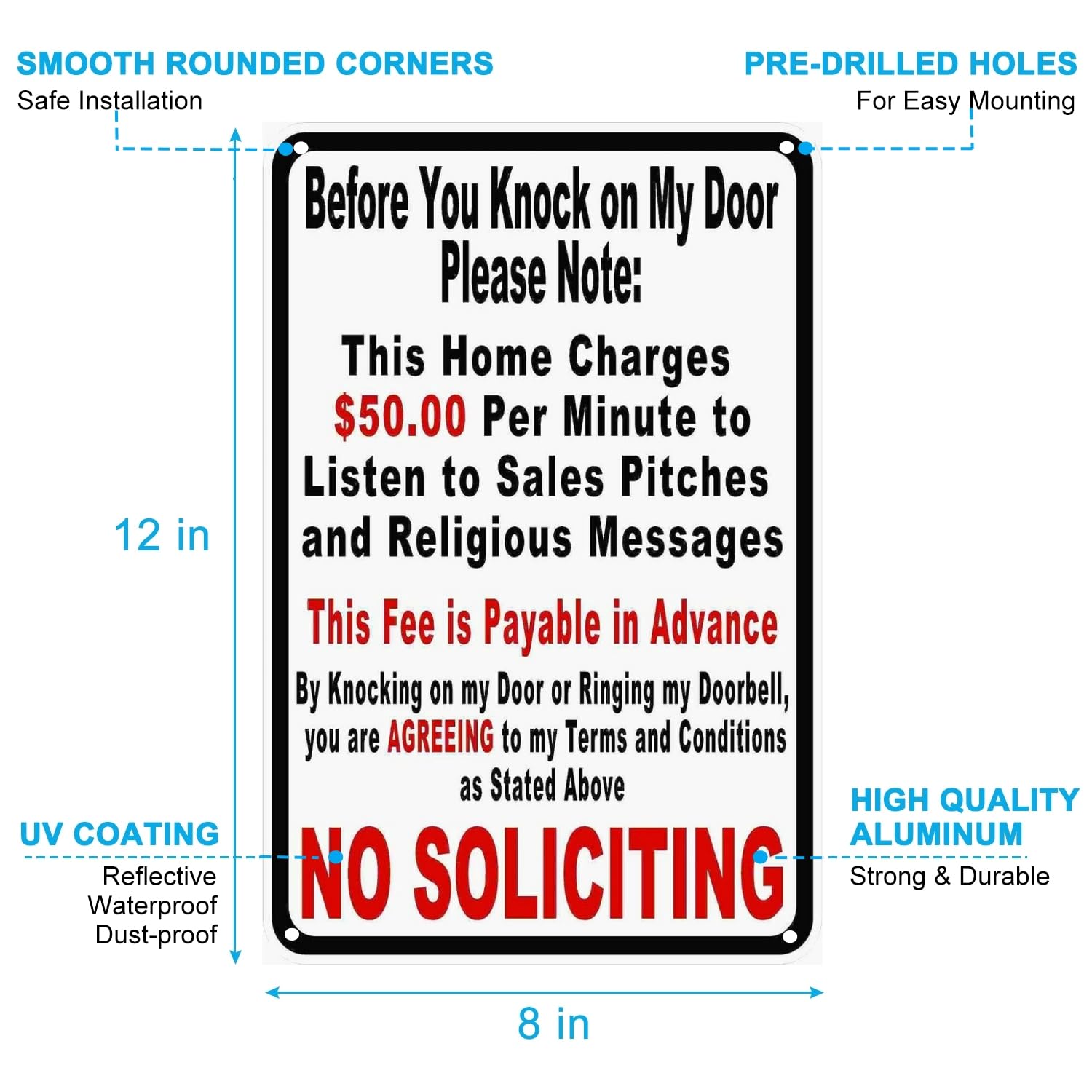 Carastora Vintage Metal Tin Sign Funny Sarcastic Party Wall Art Decor Signs, Before You Knock On My Door Sign No Soliciting Metal Sign 12x8 Inches