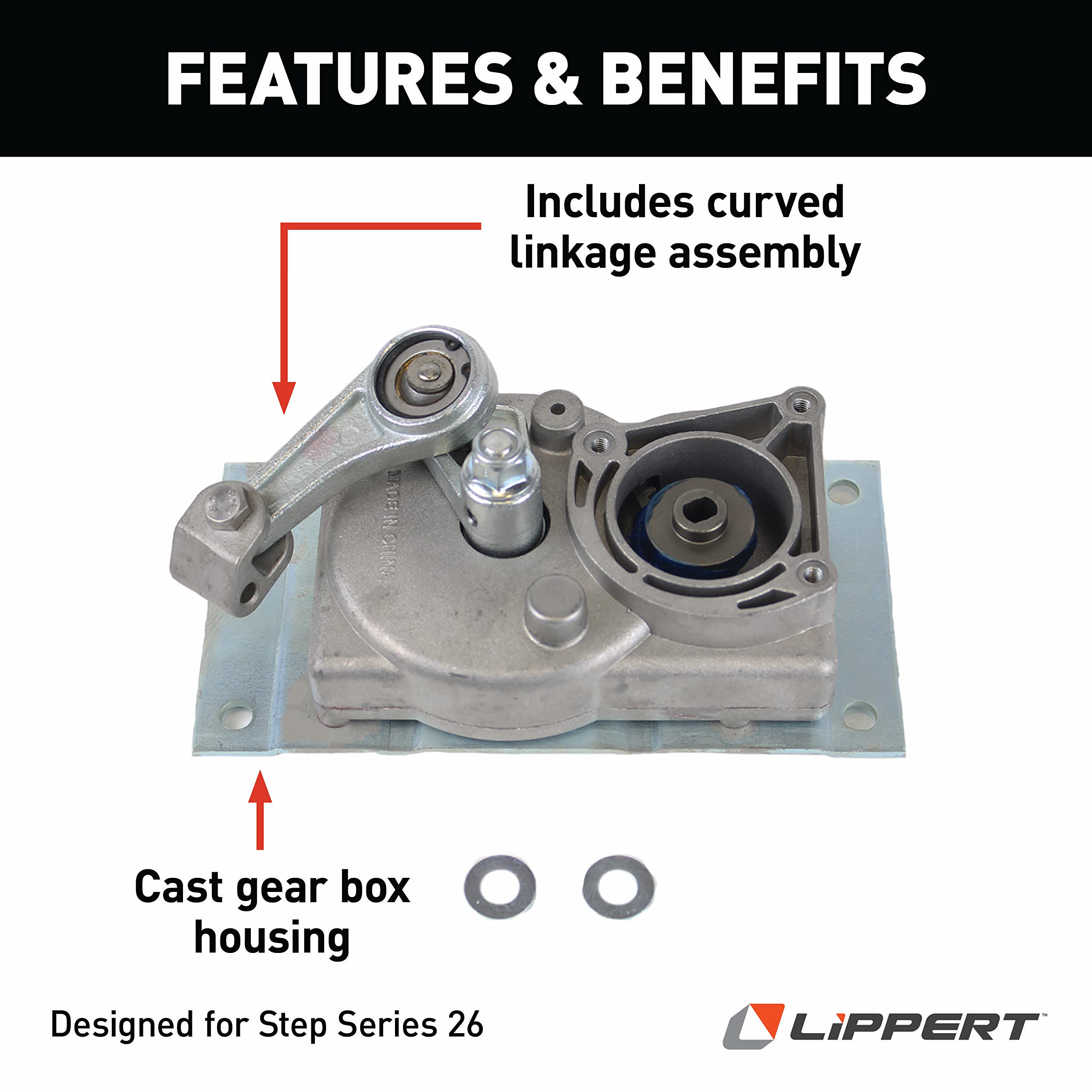 Kwikee Gear Box Linkage with C — Designed Specifically Step Series 26 — Robust, Strong Build Quality Made with Cast Gear Box Assembly and Curved Linkage Assembly — 379162