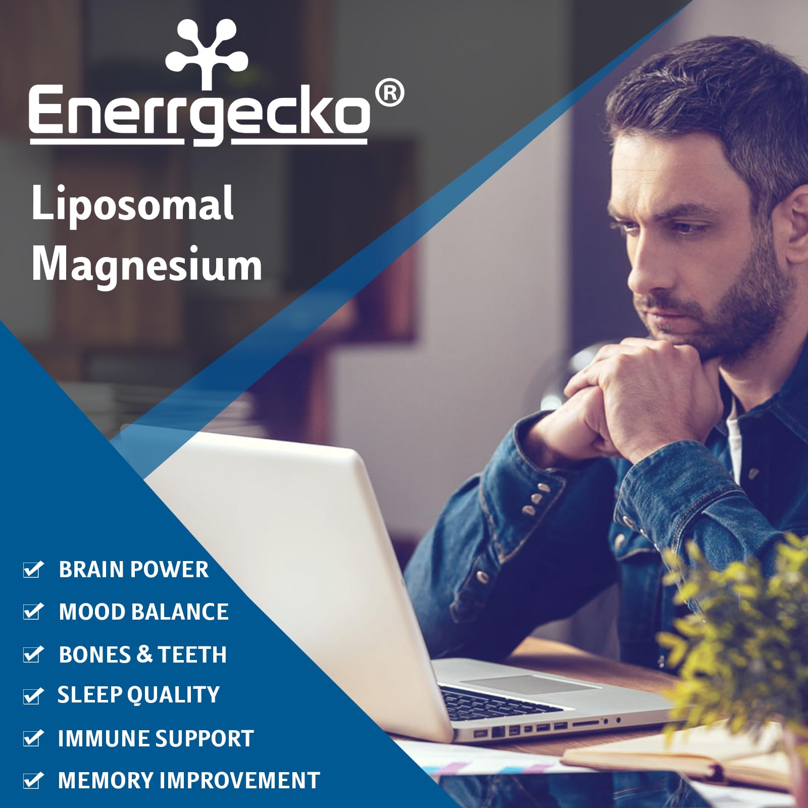 Liposomal Magnesium Softgels 2000mg - Magnesium Supplement with Vitamin D3 & K2 - Brain and Bone Health & Muscle Relaxation - Non-GMO, Gluten-Free 60 Softgels