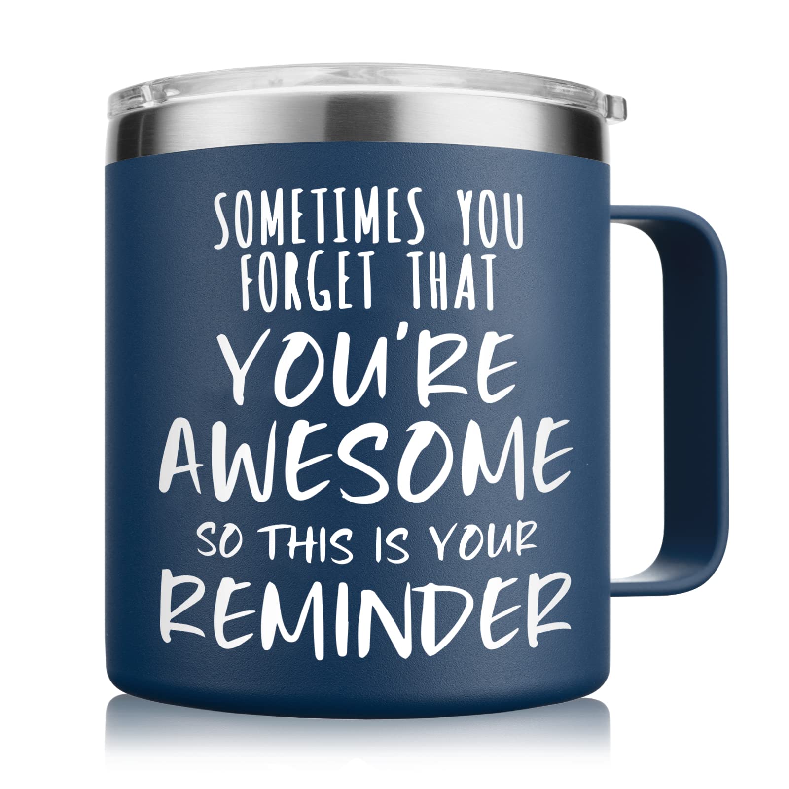 NOWWISH Christmas Gifts for Men - Awesome Coffee Mug, Inspirational Birthday & Holiday Presents - Perfect Stocking Stuffers & White Elephant Gifts for Adults, 14oz Navy Blue