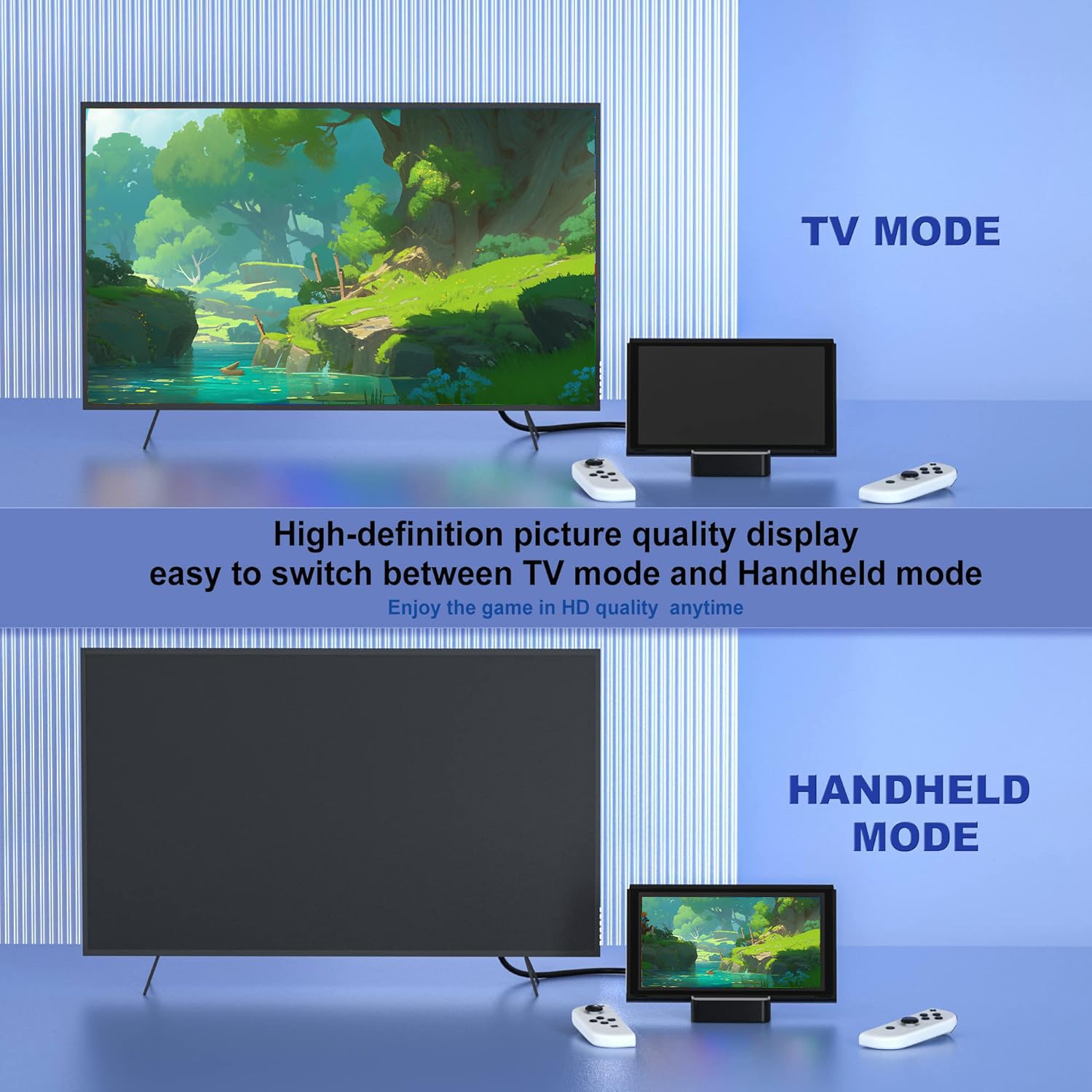 TV Docking Station for Nintendo Switch/Nintendo Switch OLED Model, 6-in-1 Switch Dock with HDMI 2.0, 100Mbps Ethernet, 2 USB-A 2.0, 1 USB 3.0,100W USB-C Charging Port, Supports YouTube On TV