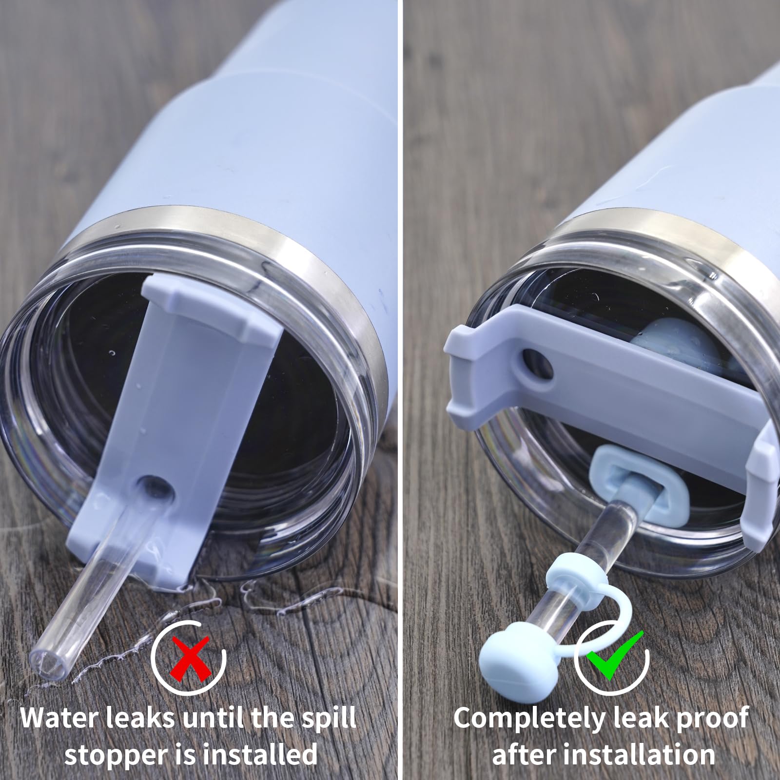 YKIAMGH Spill Stopper for Stanley Cup 40oz 30oz Tumbler with Handle Quencher Accessories, Include Reusable Straw Cover, Leak Stopper and Spill Plug Lid, 6pcs (H1.0, Blue)