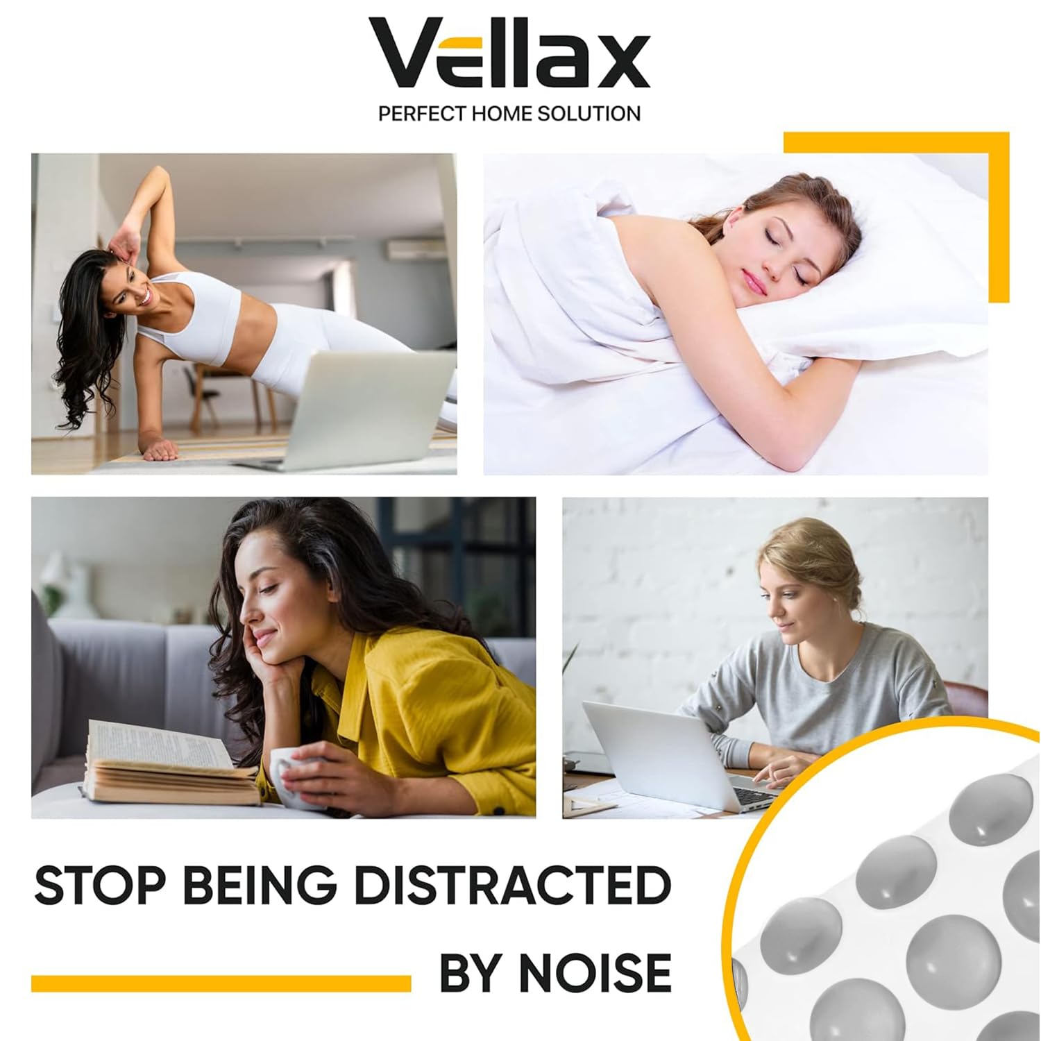 Vellax Cabinet Door Bumpers 128 Pcs - Grey Self Adhesive Pads, Cabinet Stoppers, Rubber Bumpers for Drawers, Cupboards, Cutting Boards, Glass Tops, Picture Frames, Kitchen Furniture (Hemispherical)