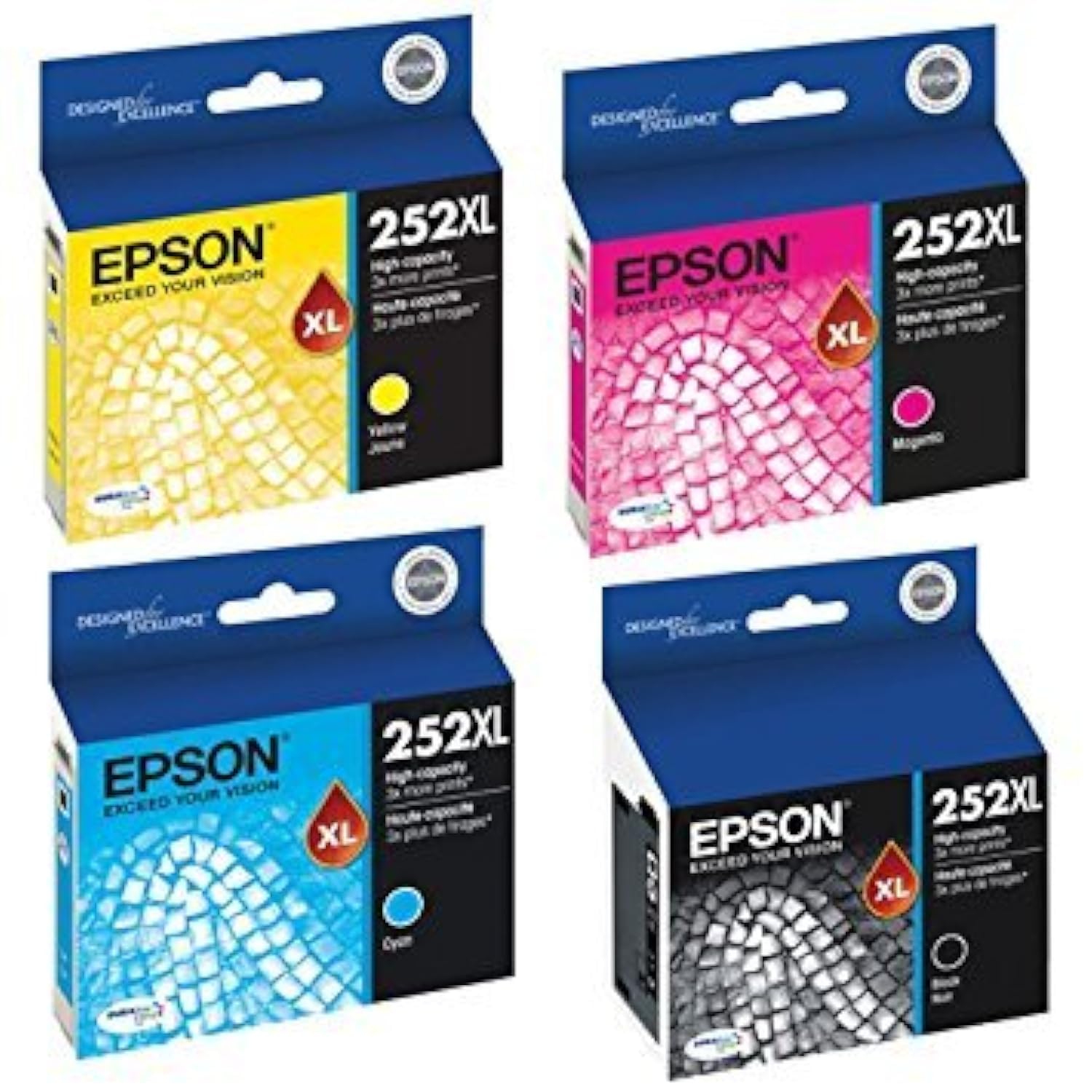 Epson T252XL120, T252XL220, T252XL320, T252XL420 High Yield Ink Cartridge Set Workforce WF-3620