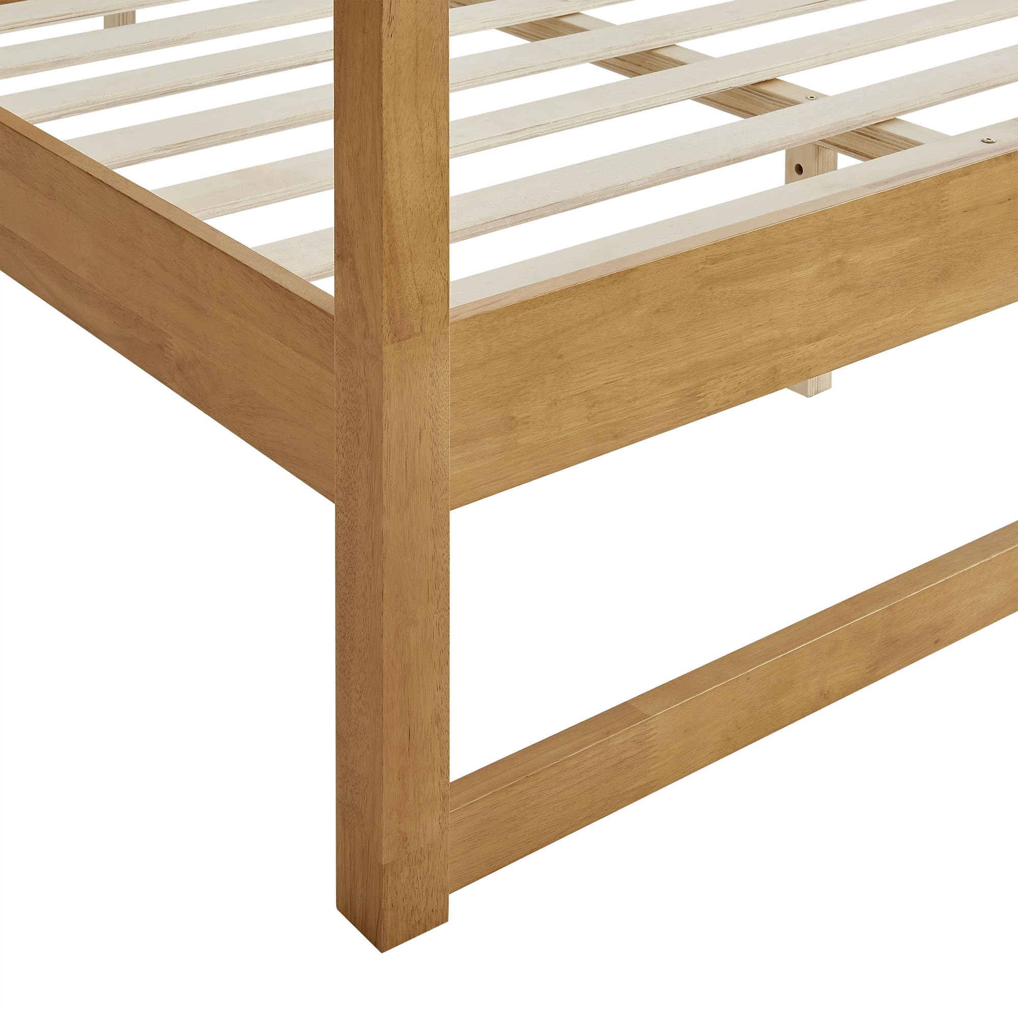 Modway Alva Queen Size 4-Post Wood Platform Canopy Bed in Oak – with with Headboard and Solid Rubberwood Frame