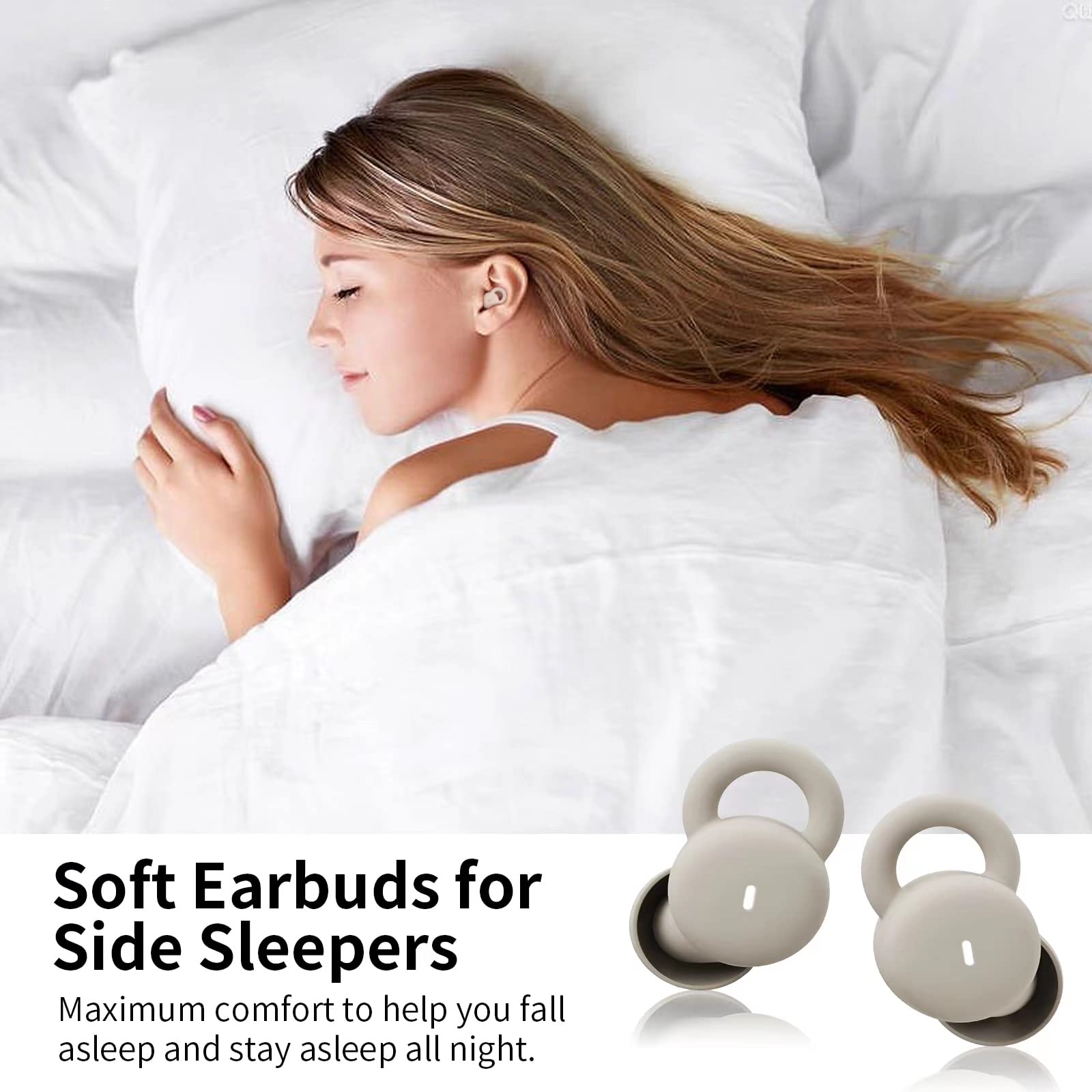 Smallest Invisible Sleep Earbuds Comfortable Noise Blocking Wireless Headphones for Sleeping Bluetooth Flat Ear Buds for Side Sleepers,Tiny Hidden Sleep Buds for Work Sports (Ivory)