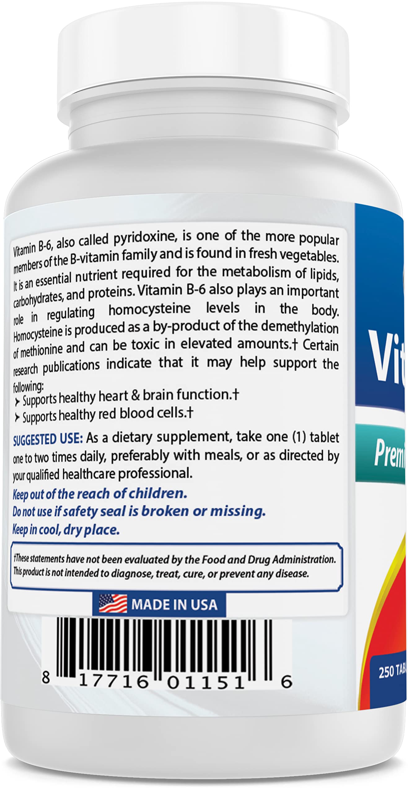 Best Naturals Vitamin B6 50 mg 250 Tablets (250 Count (Pack of 2))