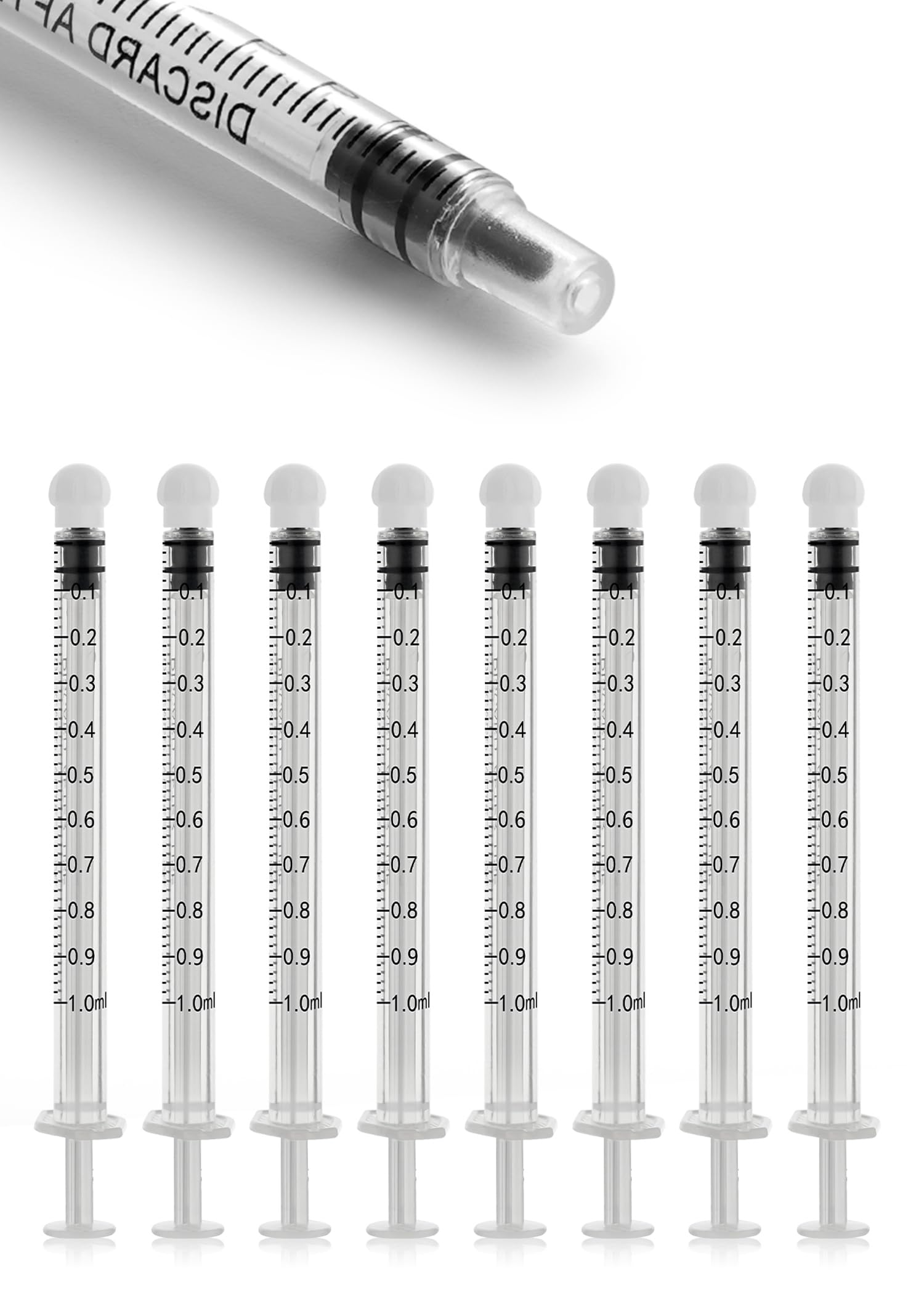 1ml Syringe for Liquid without Needle, Luer Slip Tip Syringes with Cap, 20-Pack Individual Sterilized Wrapped for Pet Feeding, Liquid, Oral, Scientific Labs