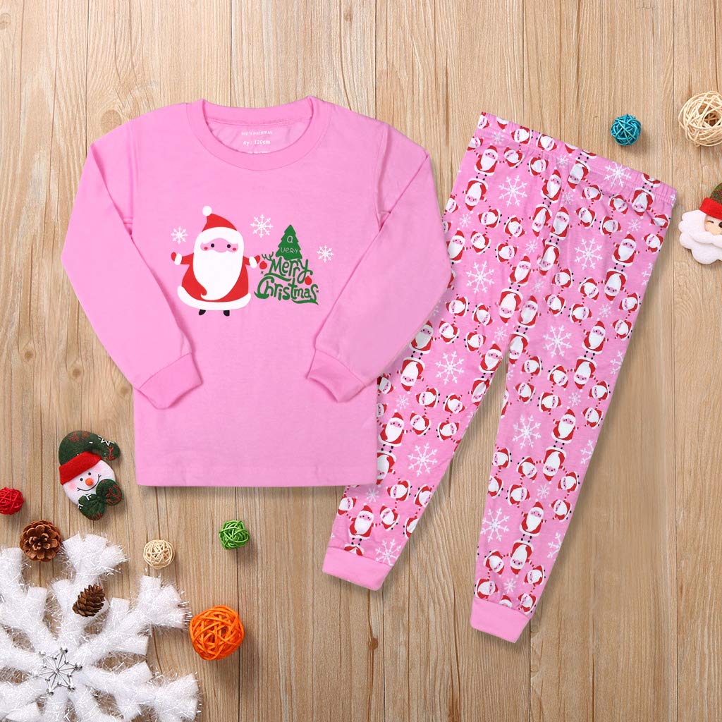 N/P Girls Christmas Pajamas Toddler Kids Pjs Girls Boys Santa Claus Pajamas Cotton Winter Sleepwear Children Clothes Size 6