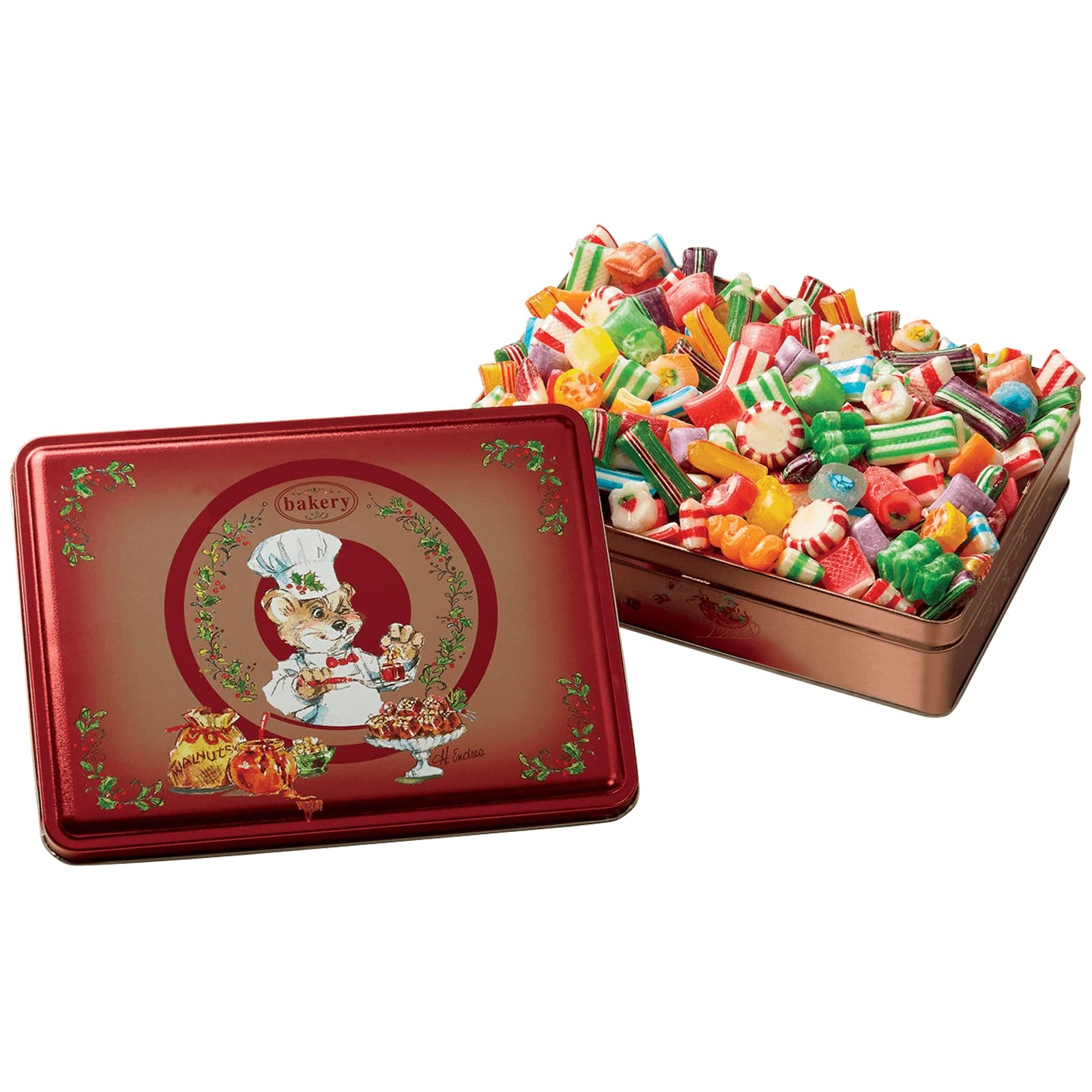 The Swiss Colony Old-Fashioned Christmas Candy - Holiday Assortment Filled with Mini Hard Candy, Baby Ribbons, Pillows, Straws, Chips, Waffles