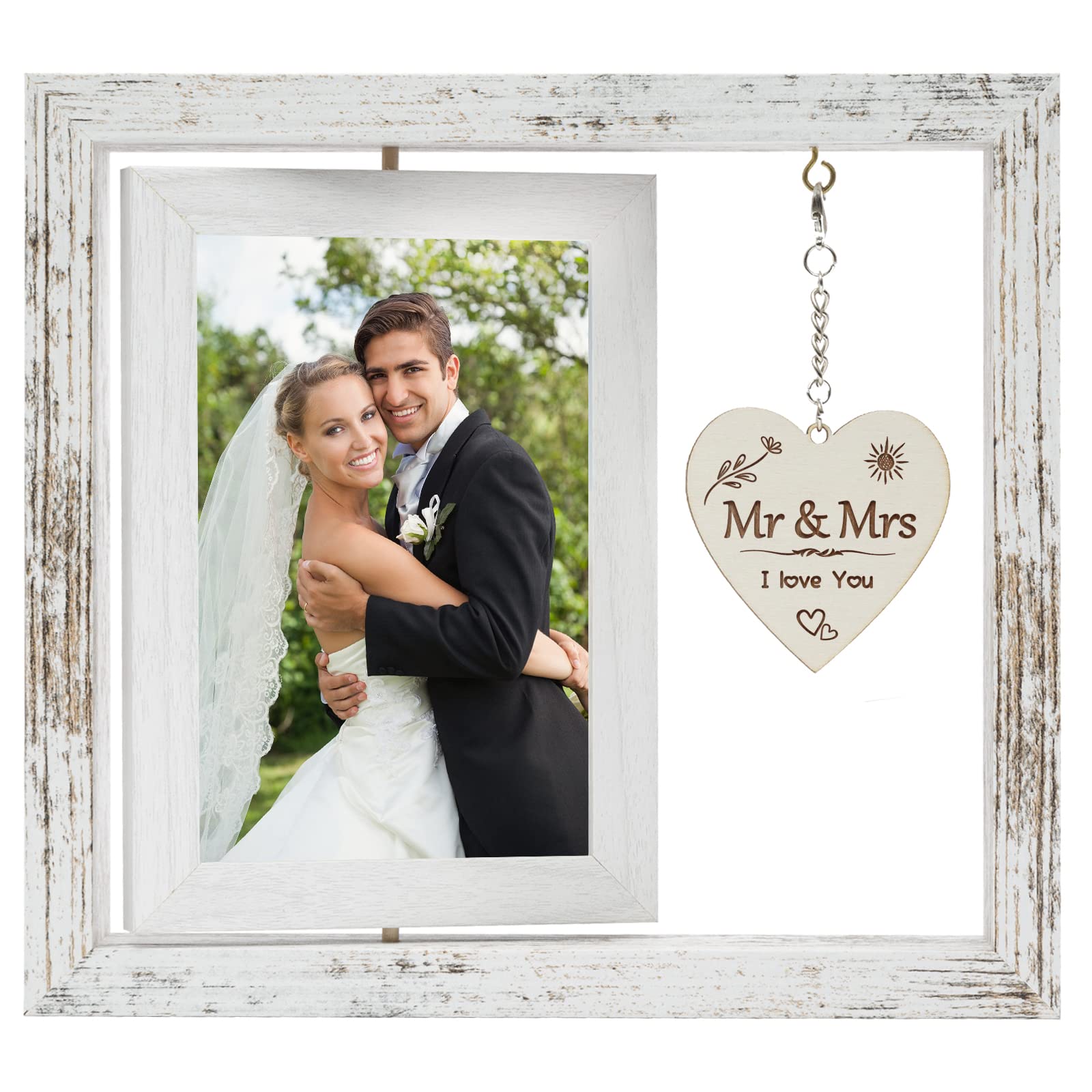 Hooweti Wedding Gifts, Wedding Picture Frame，Gifts for Bride And Groom, Newlywed Anniversary Valentines Gifts for Couples, Bride to Be Bridal Shower Gifts, Mr & Mrs Photo Frames 4x6