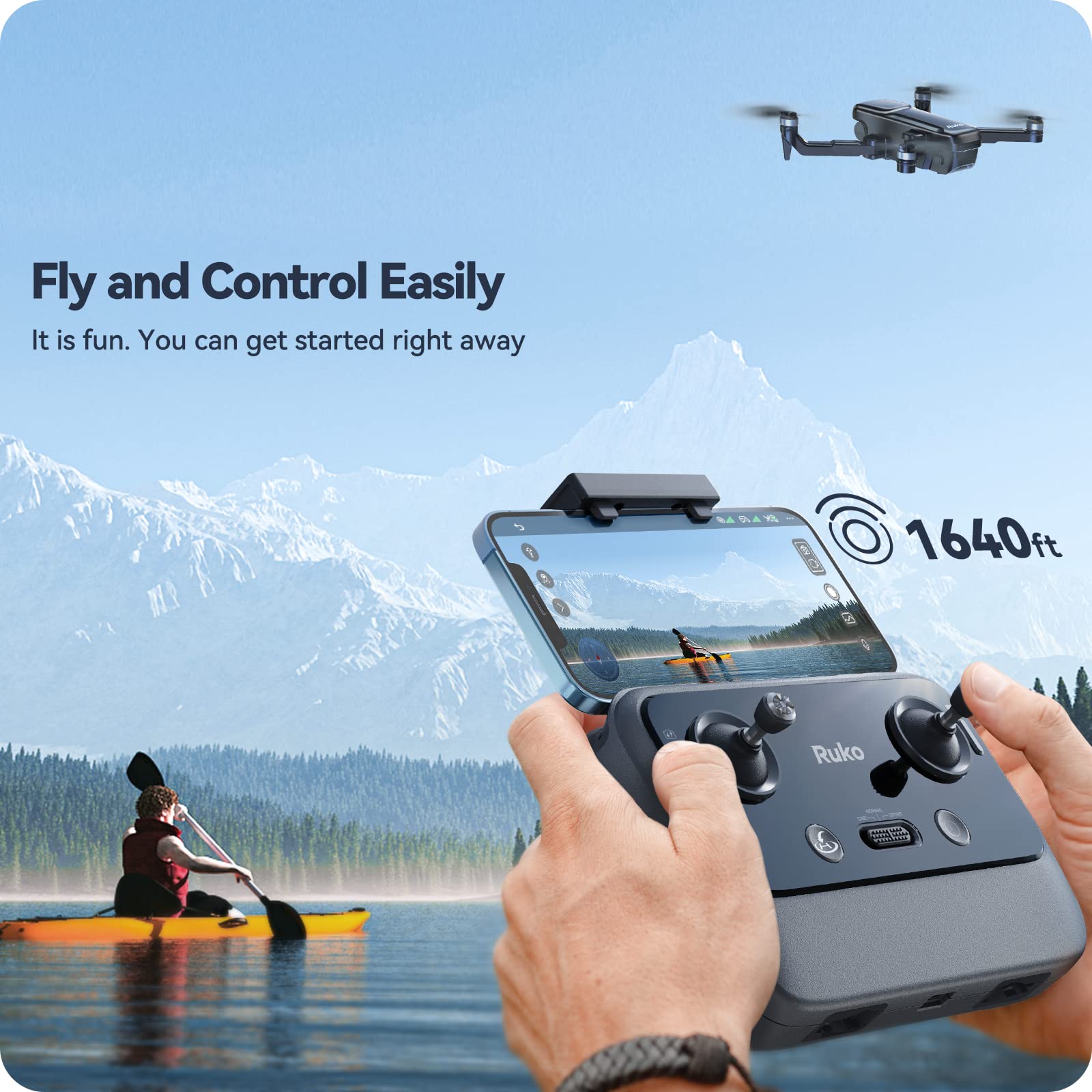 Ruko U11PRO Drone with Camera for Adults 4K, 78 Min Fly Fun Time 3 Extra Batteries, FAA Remote ID Comply, GPS Auto Return, Indoor-Outdoor Mode, Scale 5 Wind Resistance, Beginners