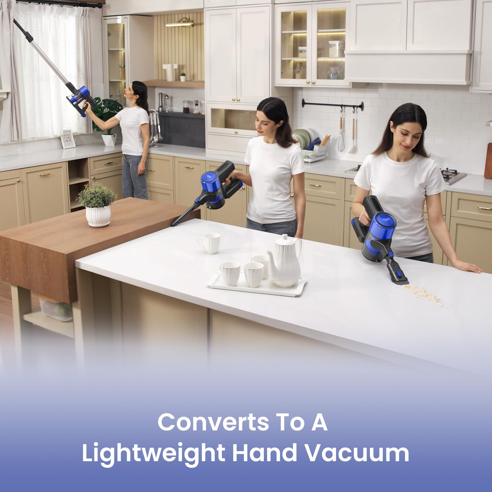 Cordless Vacuum Cleaner for Home | 400W Powerful Stick Vacuum | Long Runtime Detachable Battery | LED Display | Deep Clean for Pet Hair Hard Floor Carpet