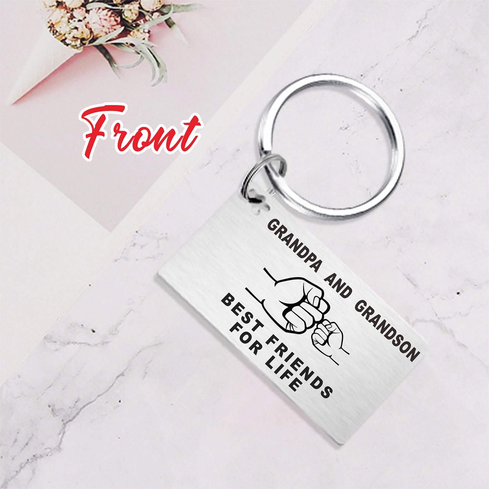 TGCNQ Fathers Day Grandpa Gift, Grandpa Gifts from Grandson, Remember I Love You Grandpa Keychain Key Chain Keyring, Grandpa Father's Day Birthday