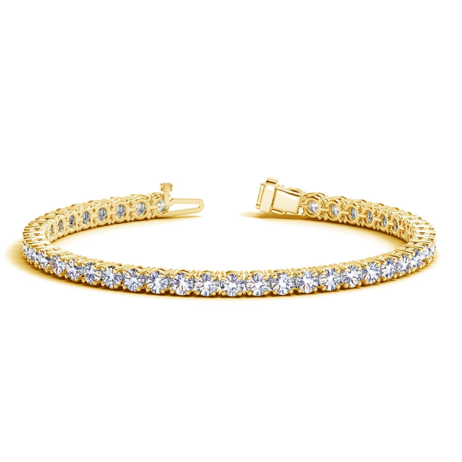 20 Carat 14K Yellow Gold Real Certified Classic Natural Diamond Tennis Bracelet Value Collection