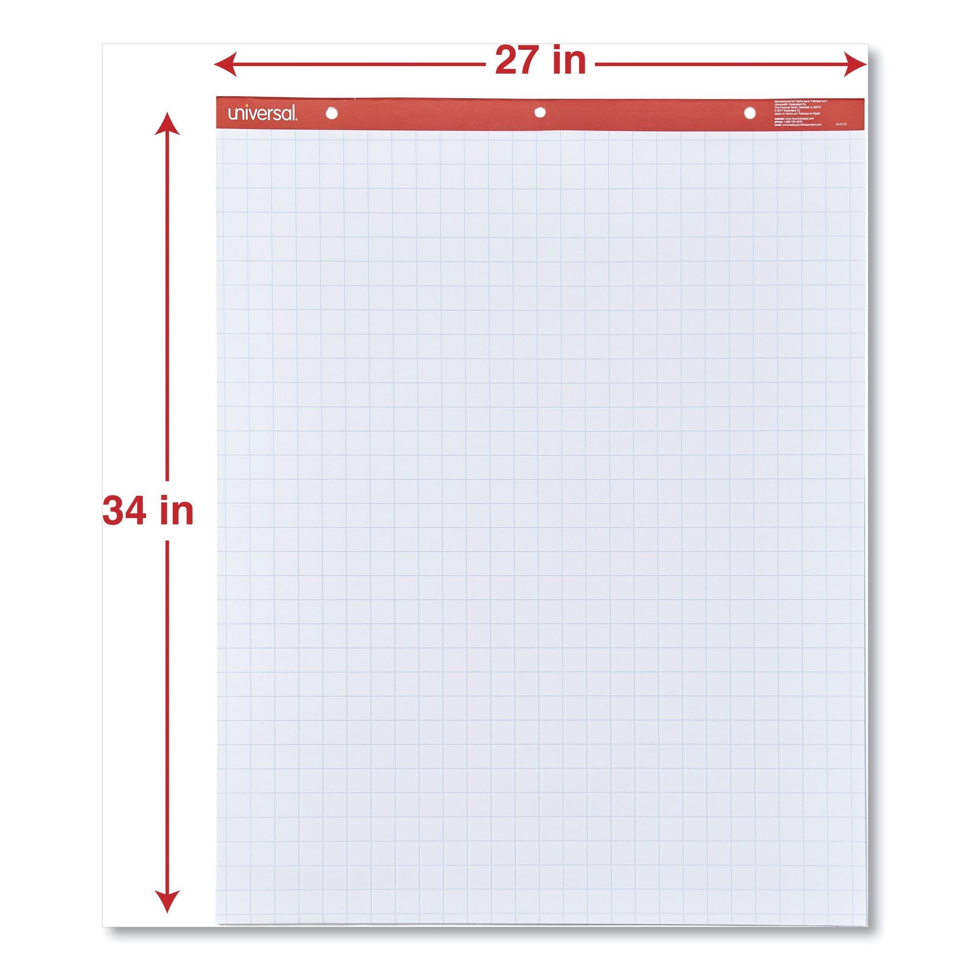 Universal 35602 Recycled Easel Pads, Quadrille Rule, 27 x 34, White, 50 Sheet (Case of 2 Pads)