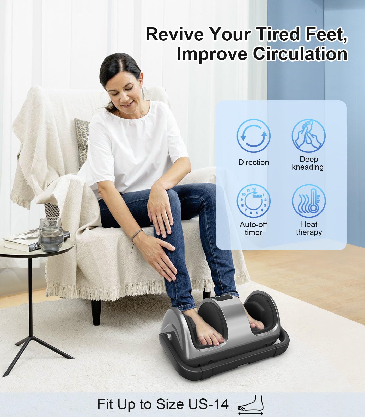 CARESKY Foot Massager - FSA HSA Eligible Shiatsu Foot Massager with Heat, Kneading for Relaxation, Plantar Fasciitis Relief, Neuropathy, Circulation, Gifts for Women Men