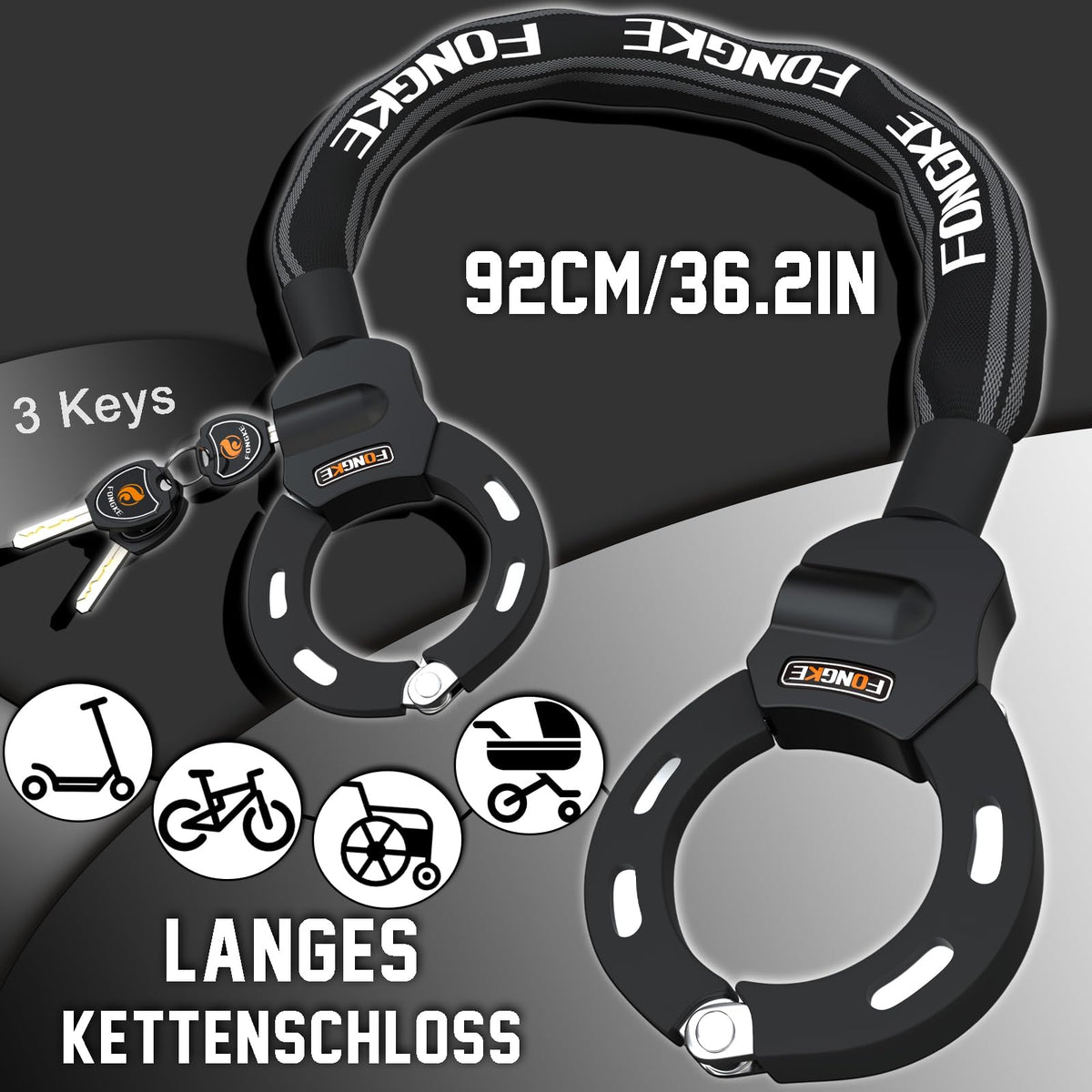 Electric Scooter Locks Anti Theft, Scooter Lock with Key, Bike Locks Heavy Duty, Security Chain for E Scooter Segway Ninebot, Xiaomi, NIU and Other Electric Scooters…