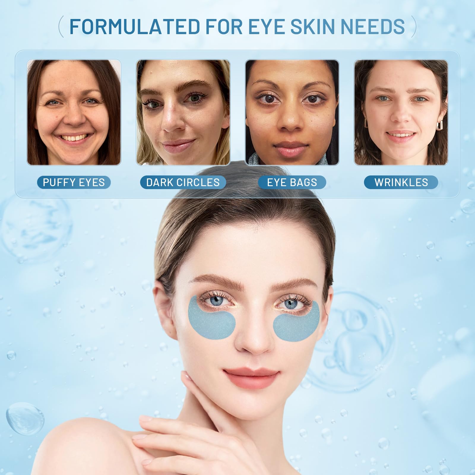 YOYORY Under Eye Patches Masks - Reduce Puffy Eyes, Dark Circles,Undereye Bags, Wrinkles,Infused Peptide Collagen and Hyaluronic Acid,Vegan Cruelty-Free Self Care