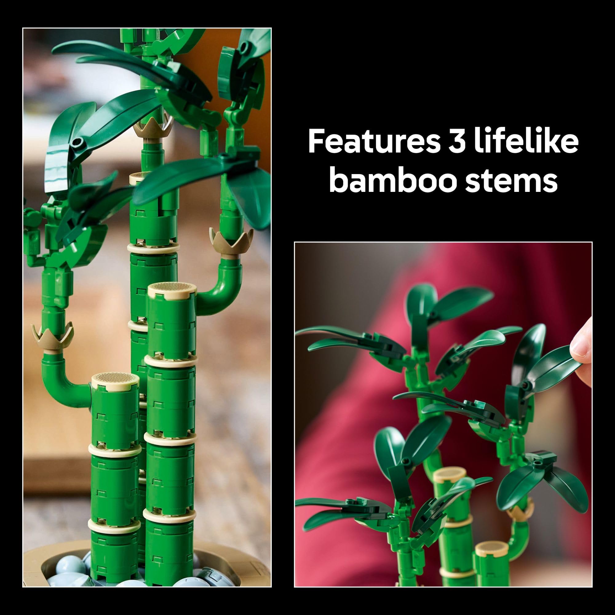 LEGO Botanicals Lucky Bamboo Building Set - Artificial Plant for Indoor Home Décor, Adults Ages 18+ - Fake Plant Decoration for Table, Desk, Office - Gift for Valentines Day - 10344