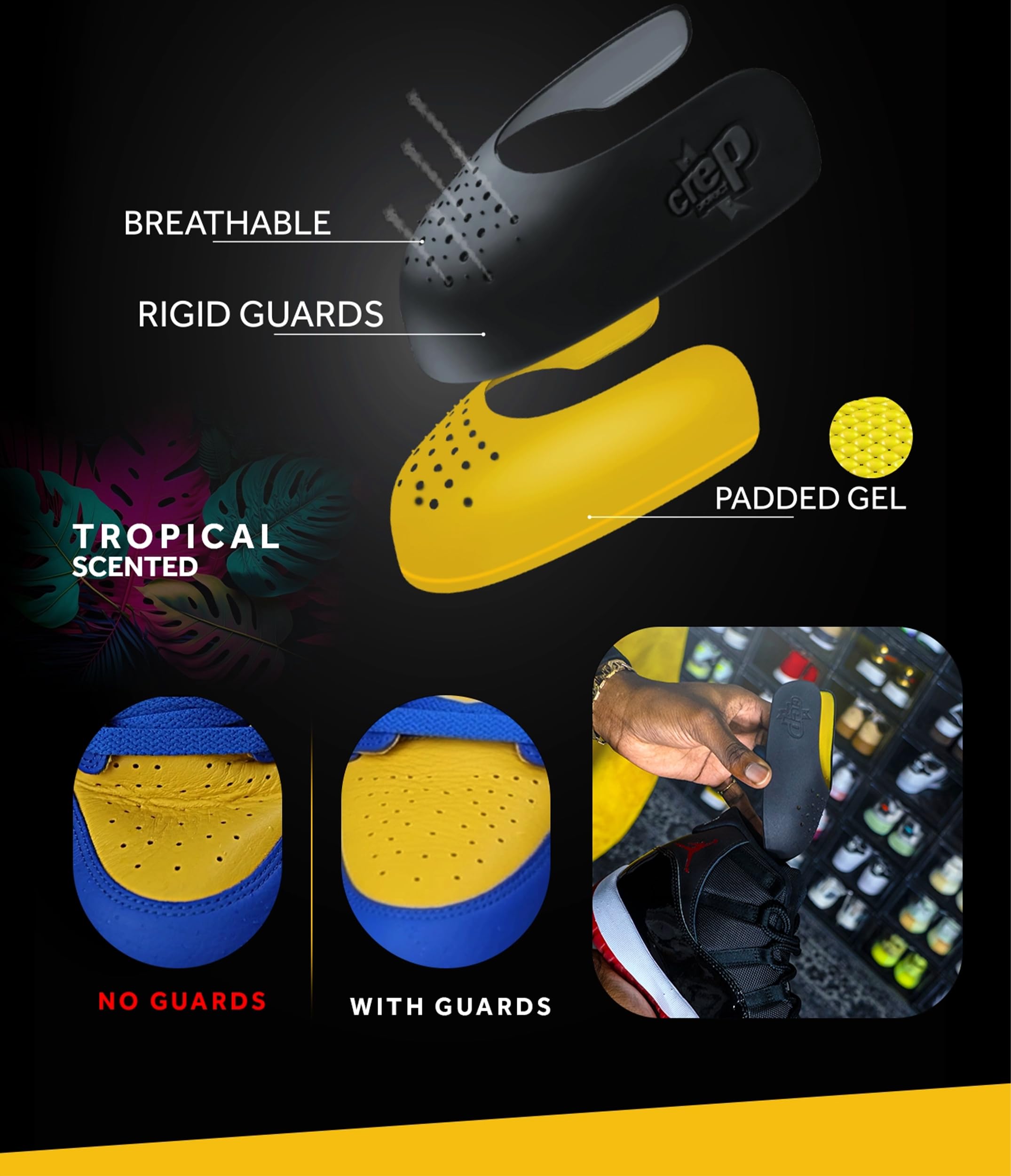 Crep Protect Shoe Crease Protectors - Sneaker Guards for Dunk Low, Air Force, Jordan - Prevent Creasing - Large Size US - 8-13.5 (Pair in a Pack)