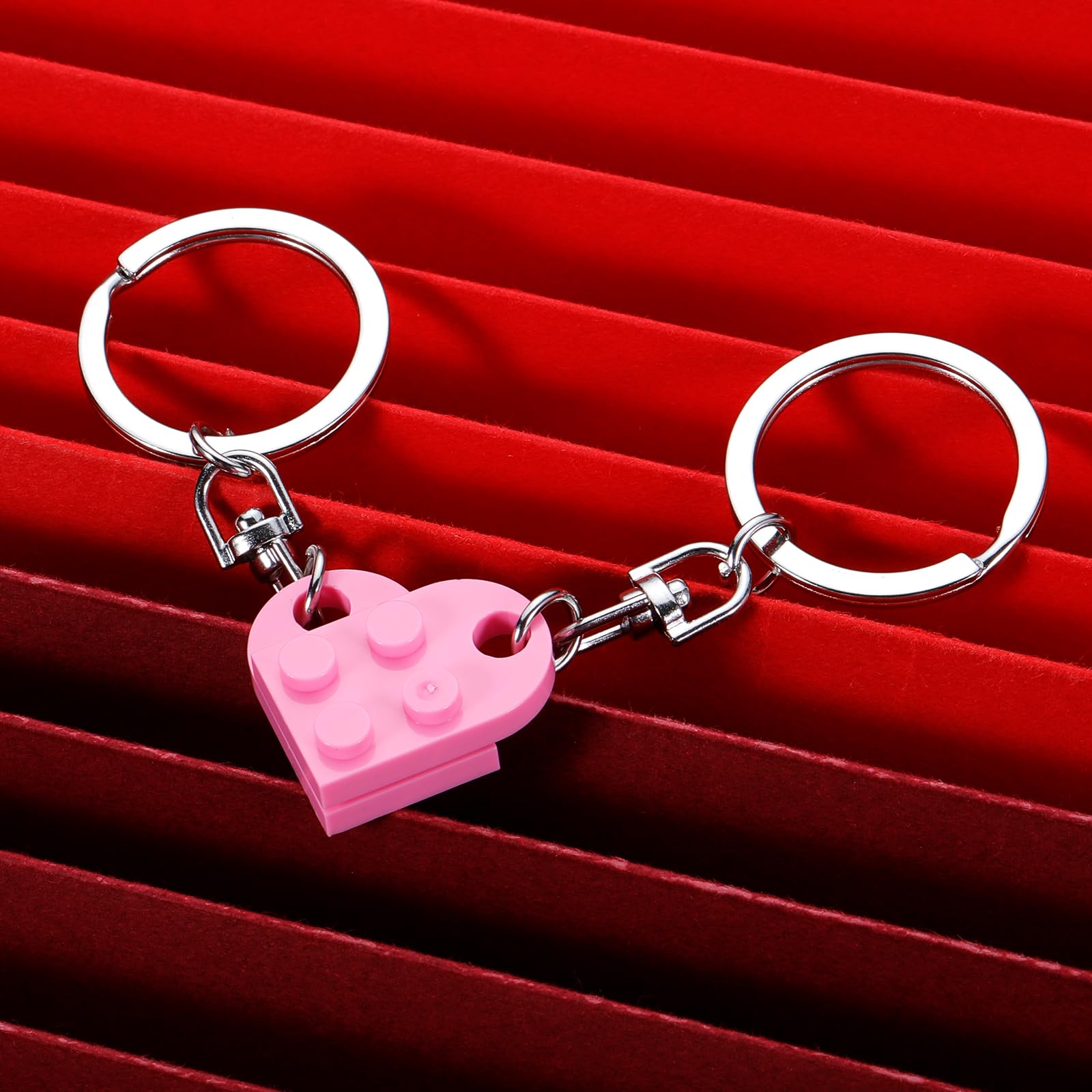 VANLOVEMAC Couples Matching Stuff Gifts for Girlfriend Boyfriend Cute Gifts for Women Friends Sister Christmas Valentines Day Birthday Gifts for Him Her Teen Girls Pink Heart Brick Keychain