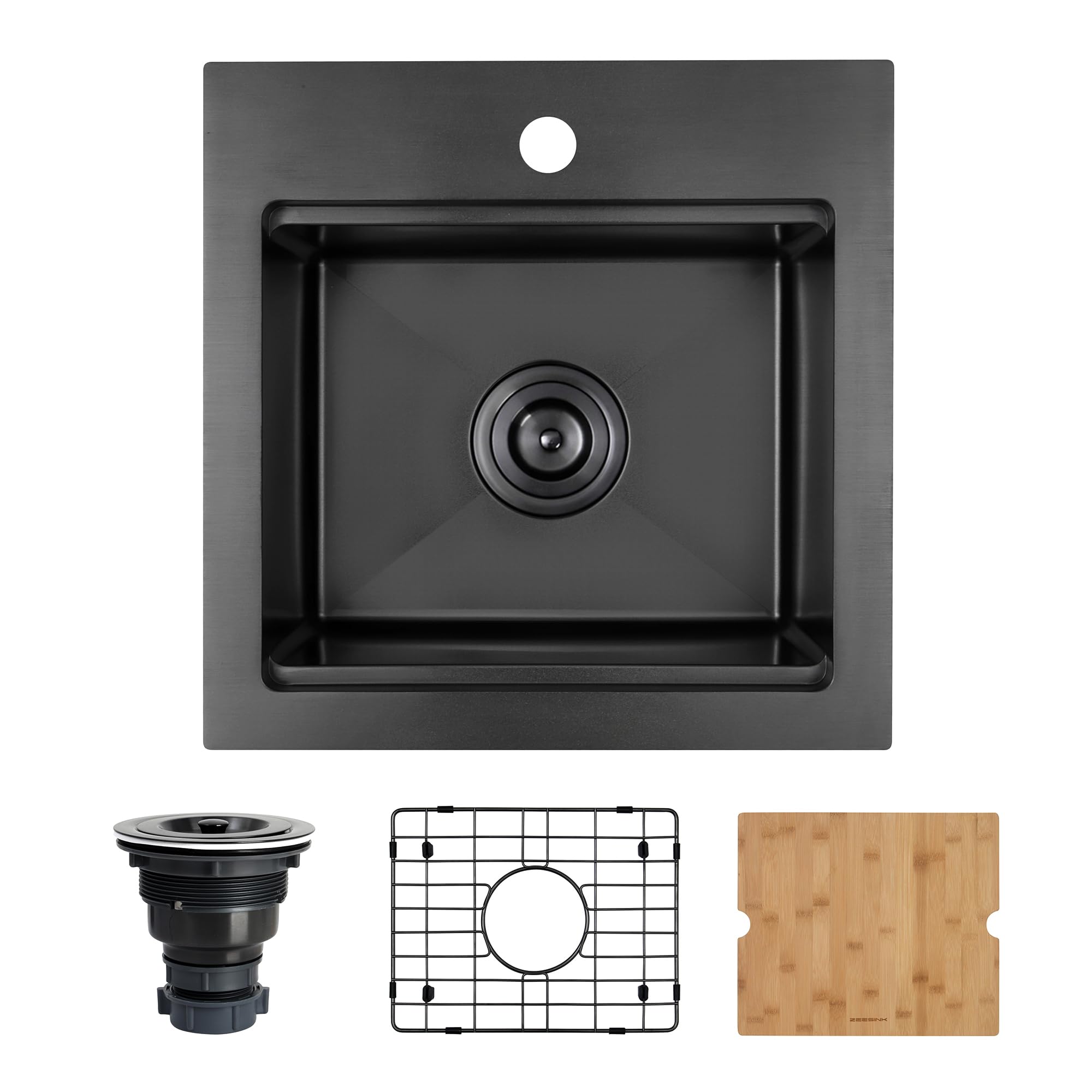 Zeesink Black Bar Sink Drop in,Small RV Sink 17 inch,Wet Bar Sink,Stainless Steel Bar Prep Sink
