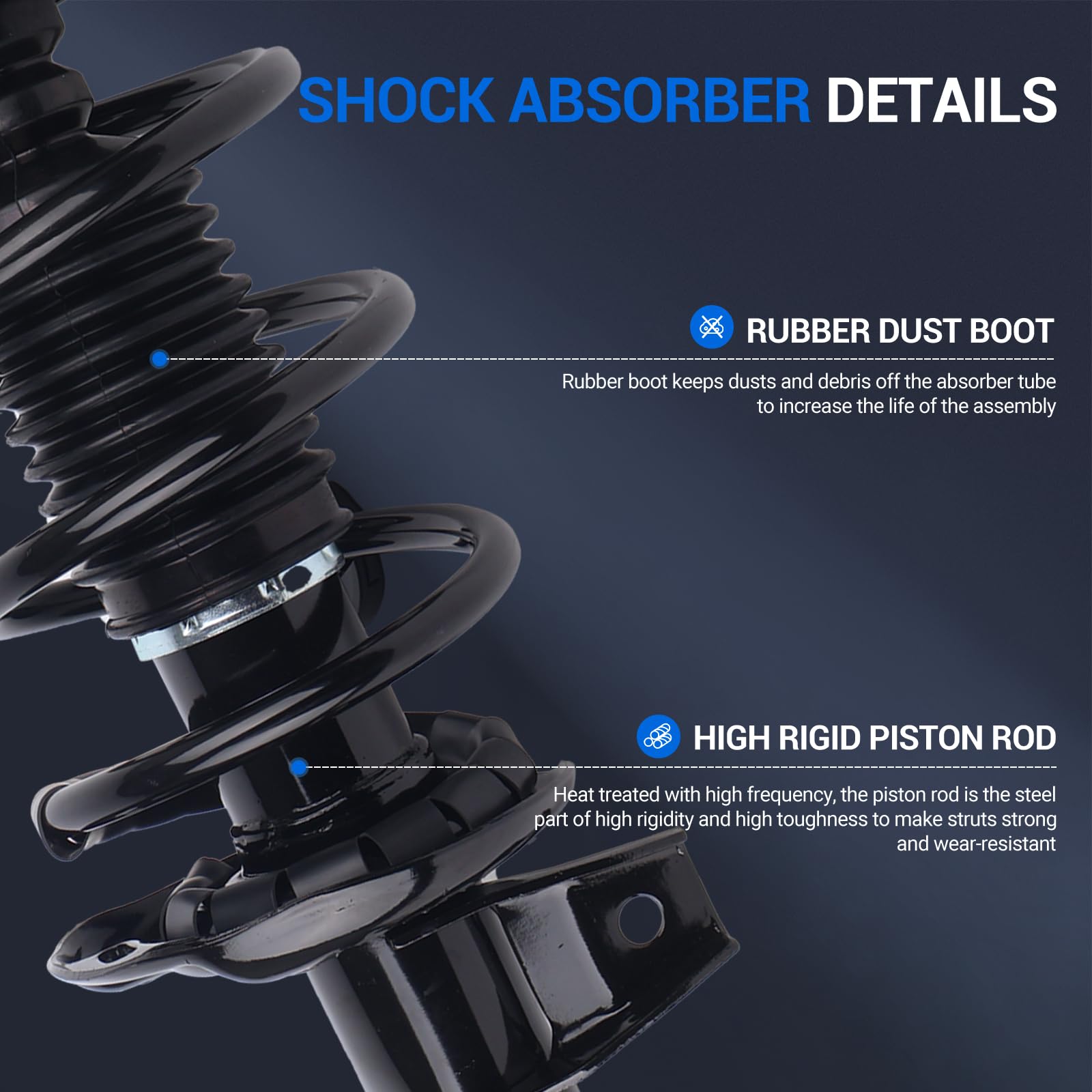 Autoround pair 172311 Front Complete Shock Absorber Compatible with Volkswagen Jetta 2005-2018/ Beetle 2012-2019/ Golf 2010-2014/ Eos 2007-2011, Left & Right Struts with Coil Spring Assembly