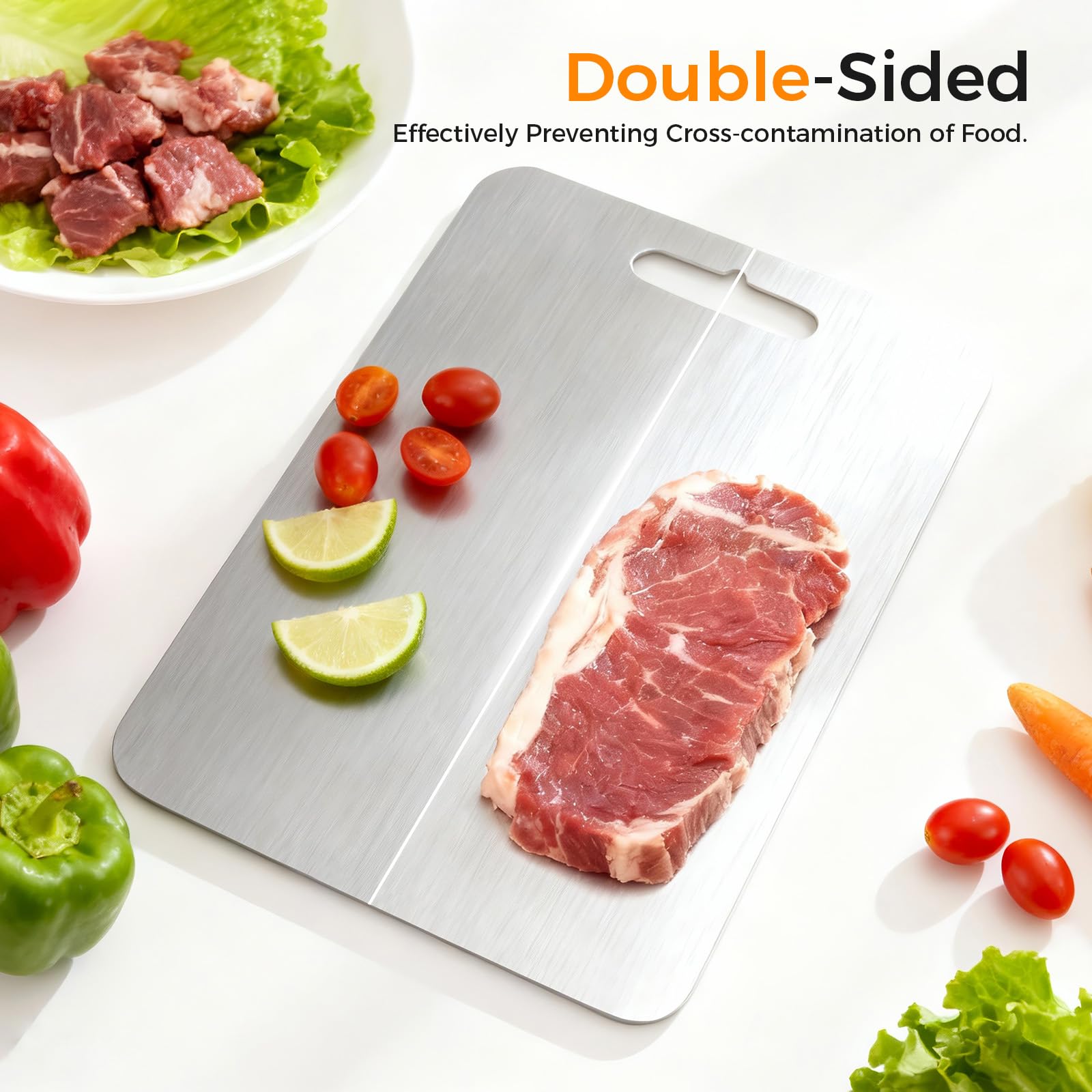 3 Pack Stainless Steel Cutting Board, Upgraded Food-Grade Cutting Boards for Kitchen,Double-Sided Non Toxic Cutting Board, Dishwasher Safe, kitchen Appliances for Fruits, Vegetables, Meat(S+M+L)