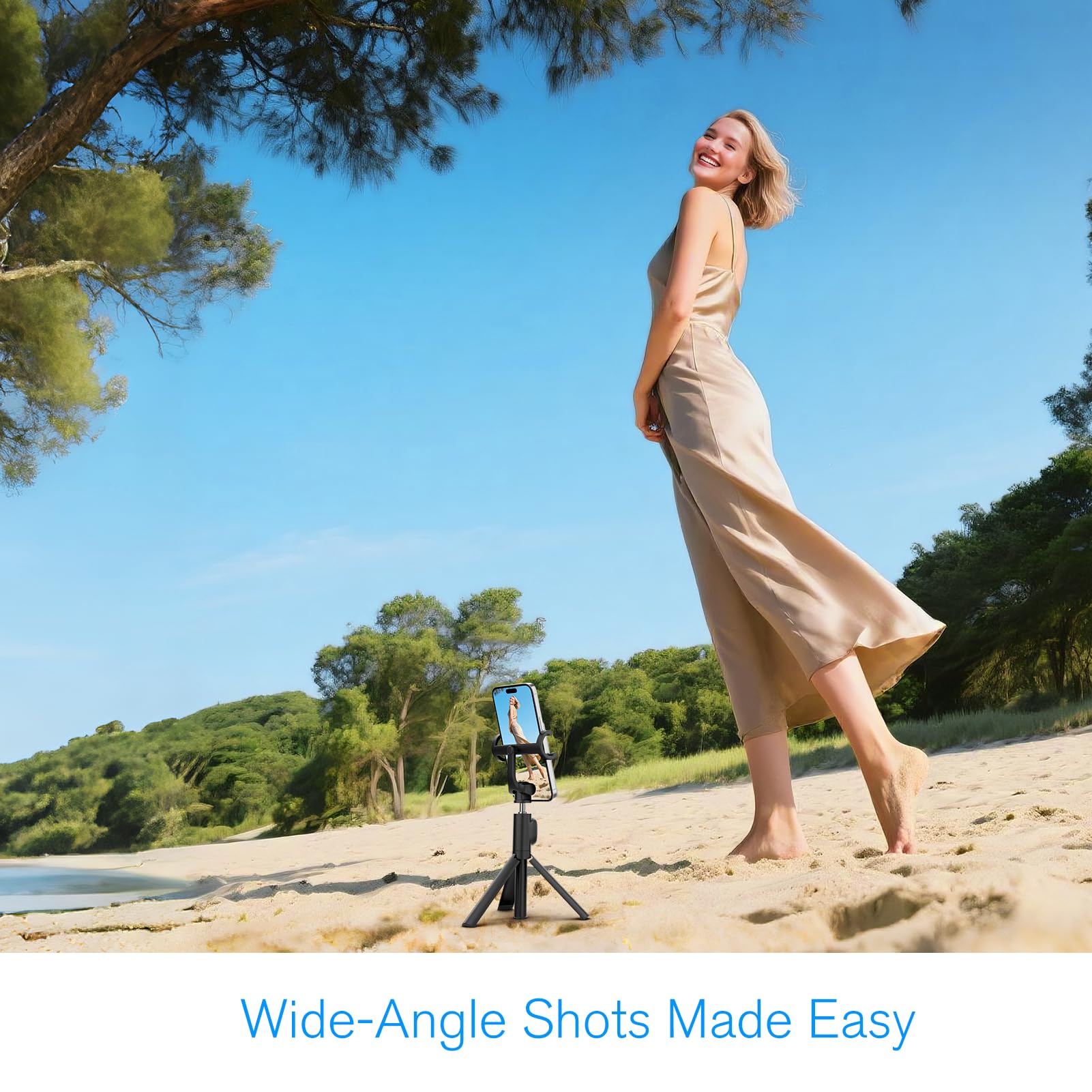 Vlog Selfie Monitor Screen iPhone, 4K 60fps Recording, Wireless Screen Mirroring with Remote Control, Magnetic Fixation, 180° Rotation, 3 Levels of Brightness, Compatible with iPhone & Android