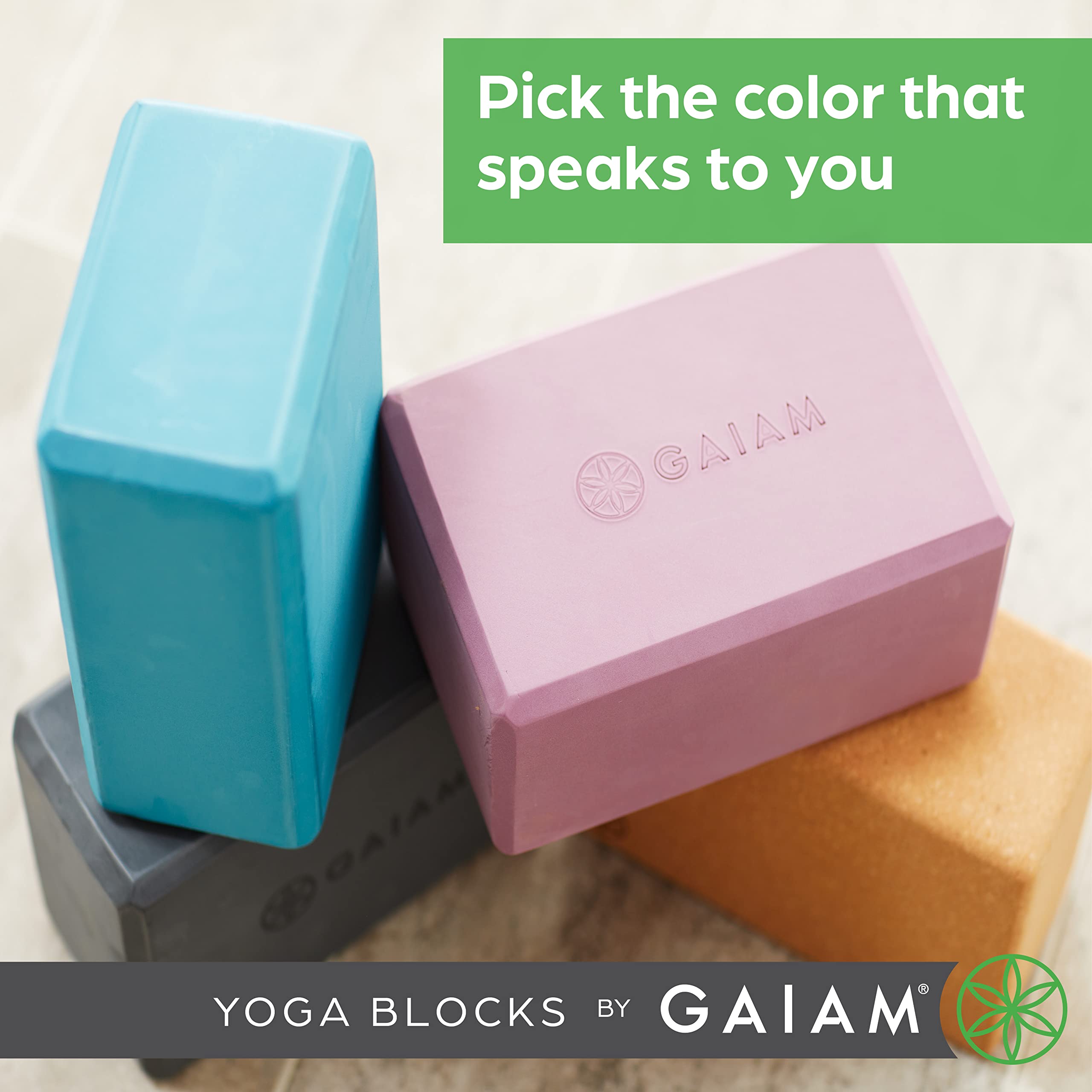 Gaiam Yoga Block - Supportive Latex-Free Eva Foam - Soft Non-Slip Surface With Beveled Edges For Yoga, Pilates, Meditation - Yoga Accessories For Stability, Balance, Deepen Stretches (Teal Tonal)