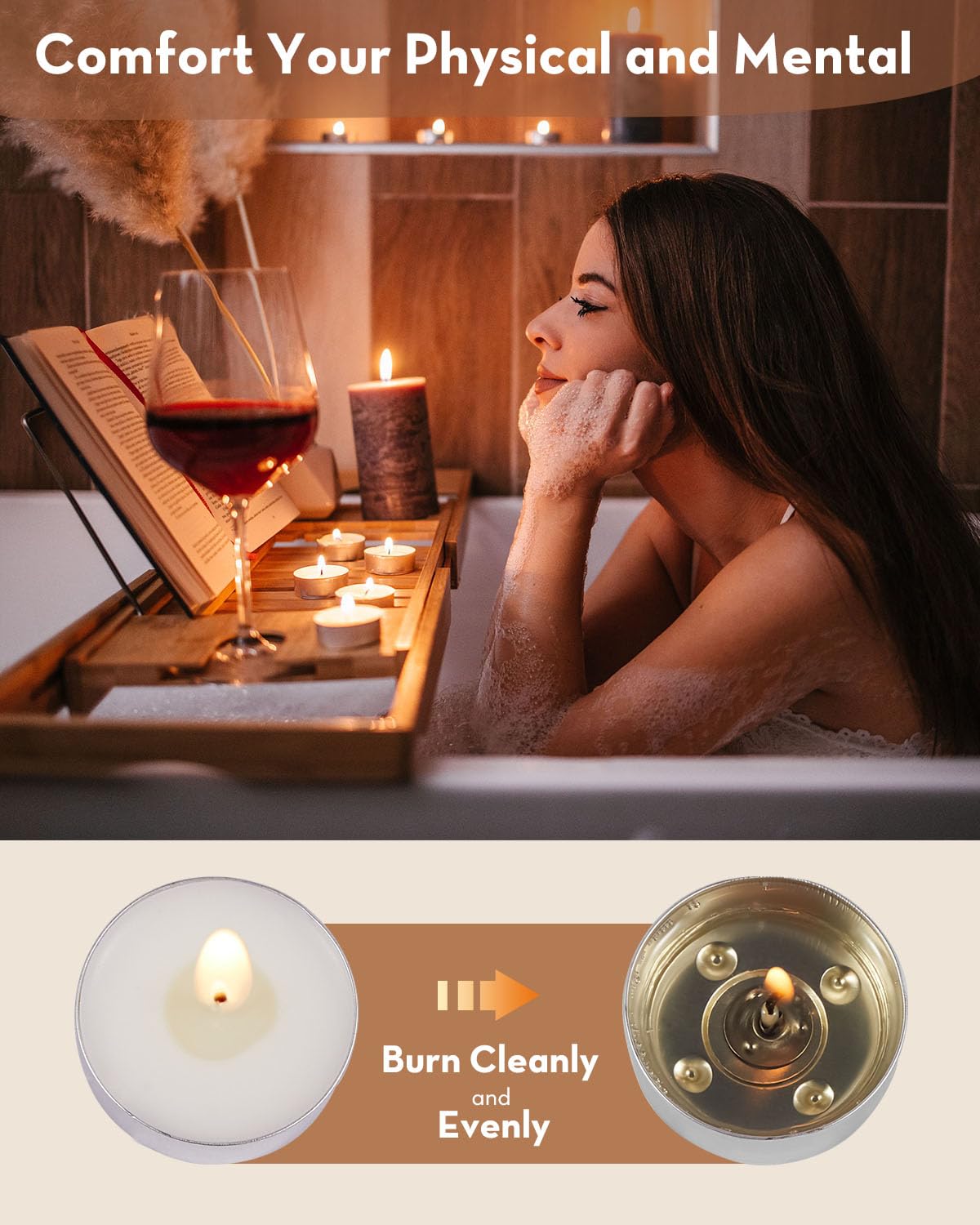 Ashlux Tea Lights Candles 100 Pack[4.5 Hours Long Burning][Burn Clean] Unscented White Tealight Candles Small Mini Tea Candles White Bulk Tea Light Candles for Wax Melt Warm Tea Coffee Power Outages