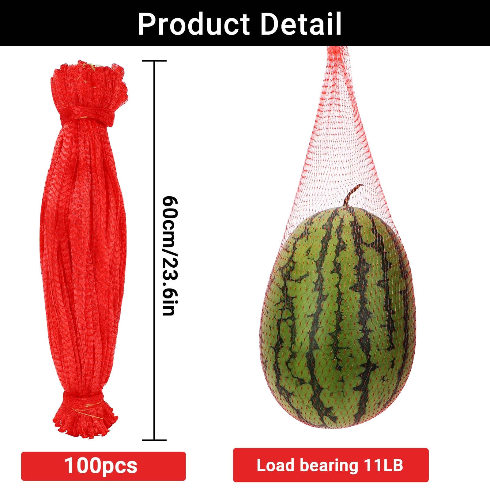 ENPOINT Onions Fresh Bag, 100 Pack Large Melon Hammock for Trellis Mesh Vegetable Bags Reusable Produce Bags Watermelon Nets Melon Cradle for Garden, Honeydew Melon, Cantaloupe, 23.6 inch