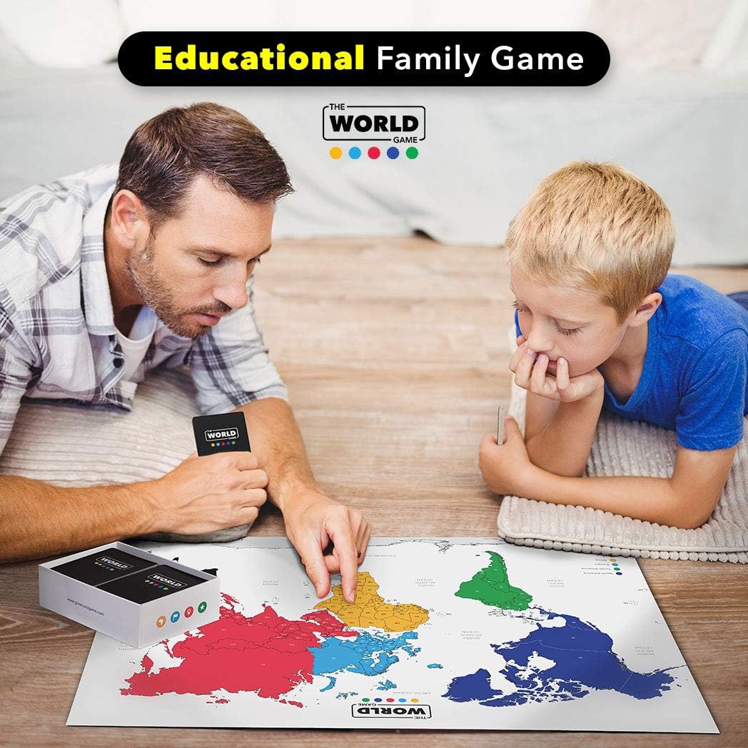 The World Game - Geography Card Game - Educational Games for Kids, Family and Adults - Cool Learning Gift Idea for Teenage Boys & Girls 8-12 with Map