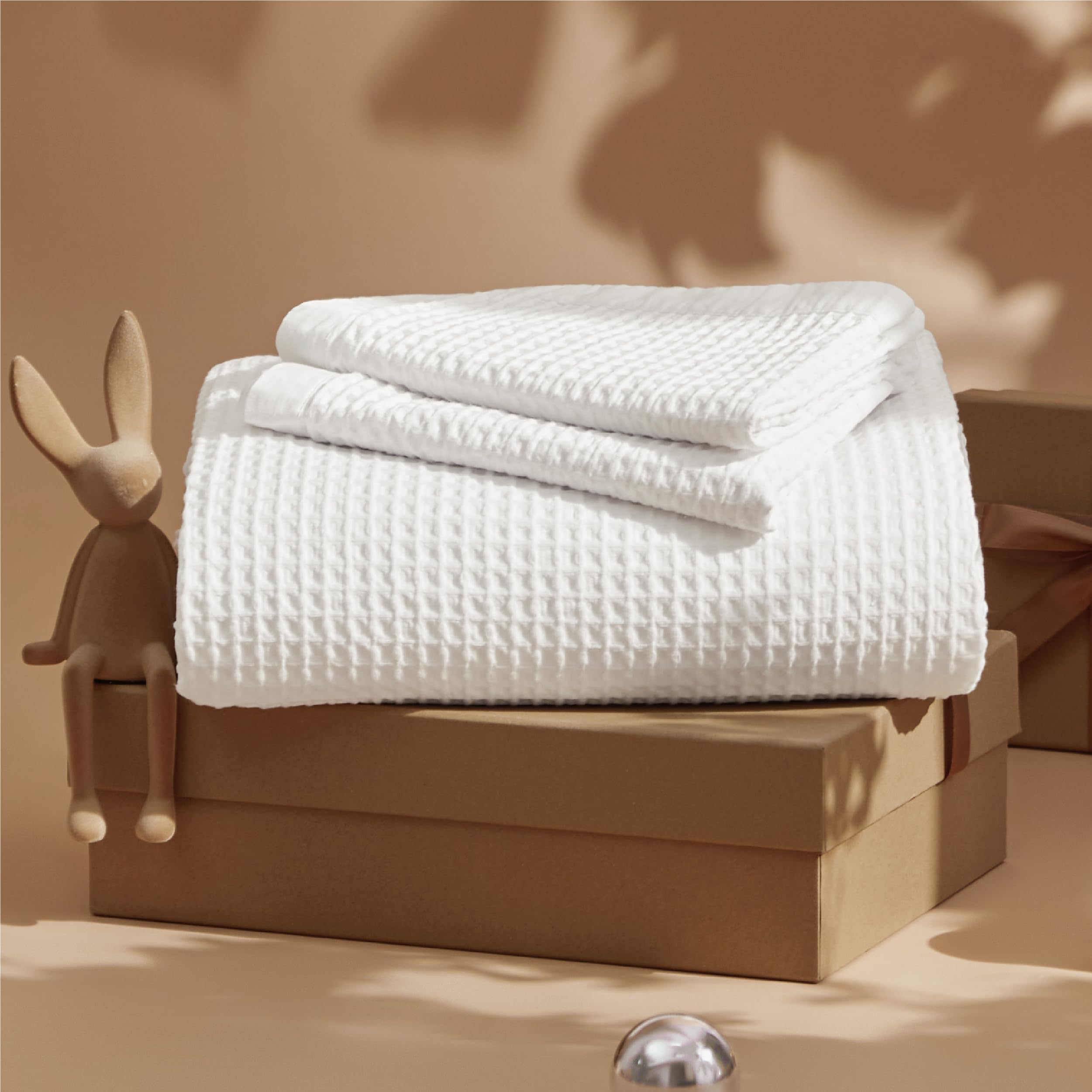 Bedsure Cotton Duvet Cover Twin - 100% Cotton Waffle Weave Coconut White Duvet Cover Twin Size, Soft and Breathable Twin Duvet Cover Set for Gifts (Twin, 68"x90")