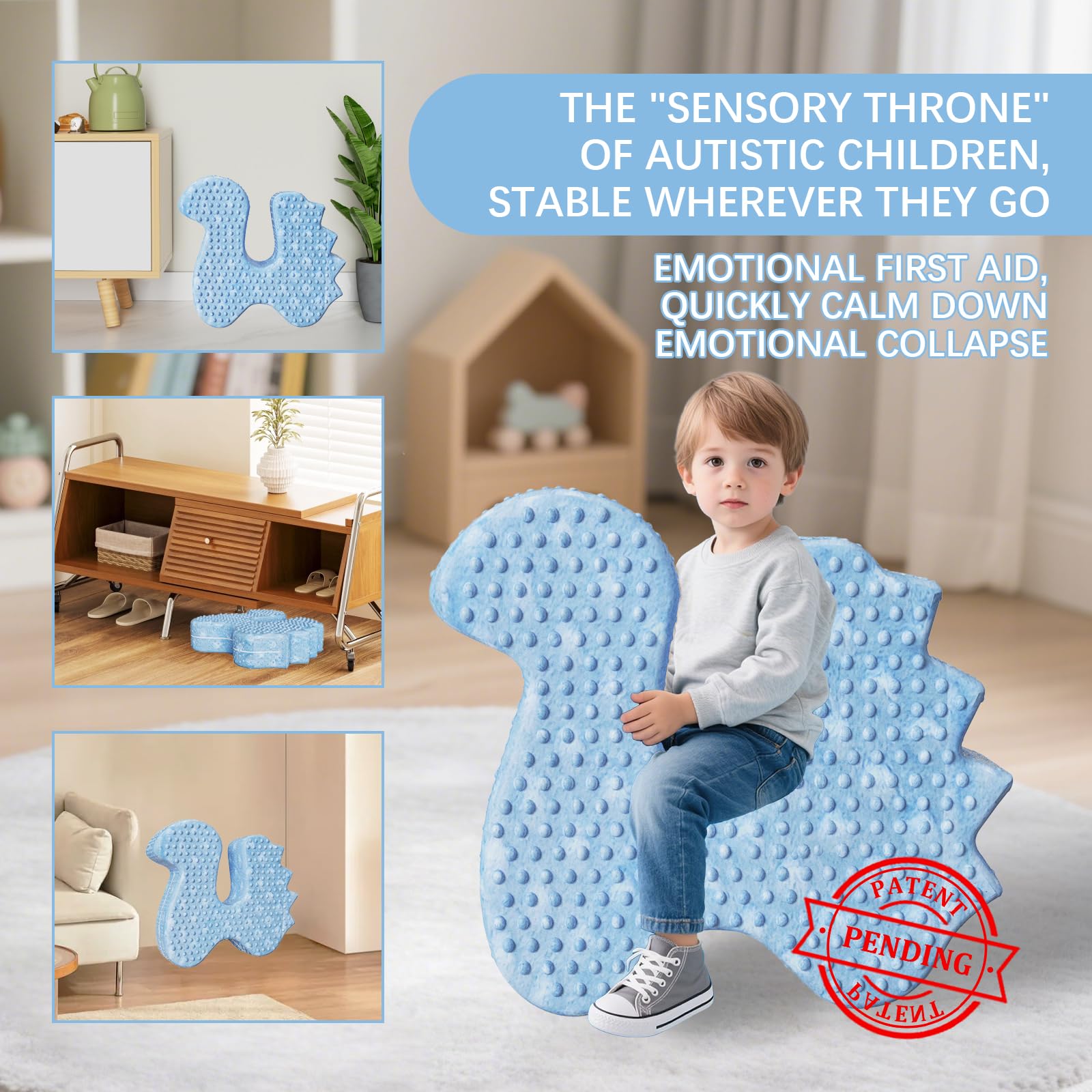 Irrical Sensory Soft Squeeze seat, Sensory Chairs specifically Designed for Children with Sensory Needs,Providing Gentle Squeeze Embrace, Washable Cover,Blue