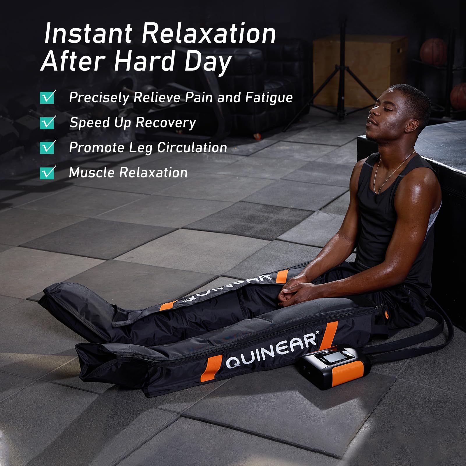 QUINEAR Professional Leg Recovery System, Cordless Air Compression Boots with Sequential Compression, Leg and Foot Massager, Fast Recovery Therapy for Athletes, FSA HSA Eligible (Small)