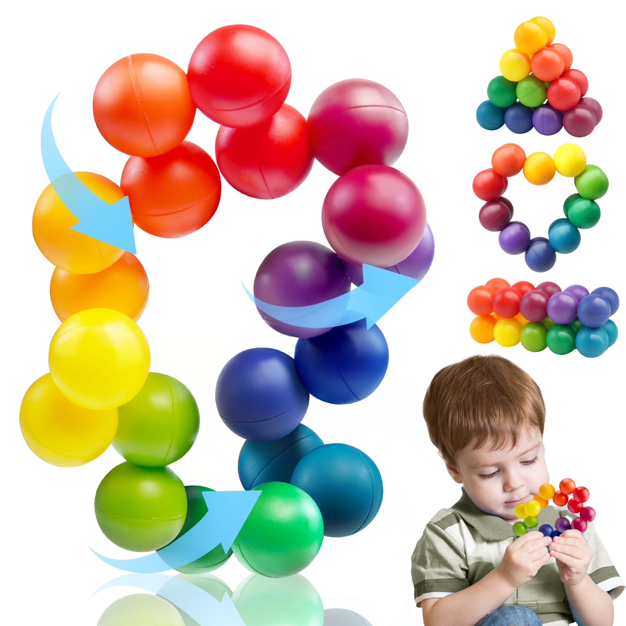 Sensory Autism Balls Toy for Toddler Kids, Easter Basket Stuffers gift chool Fidget Classroom Autistic Calm Down Treasure Box Airplane Travel For Age 3-5 5-7 3-4 4-8 Dementia Activities Valentines Day