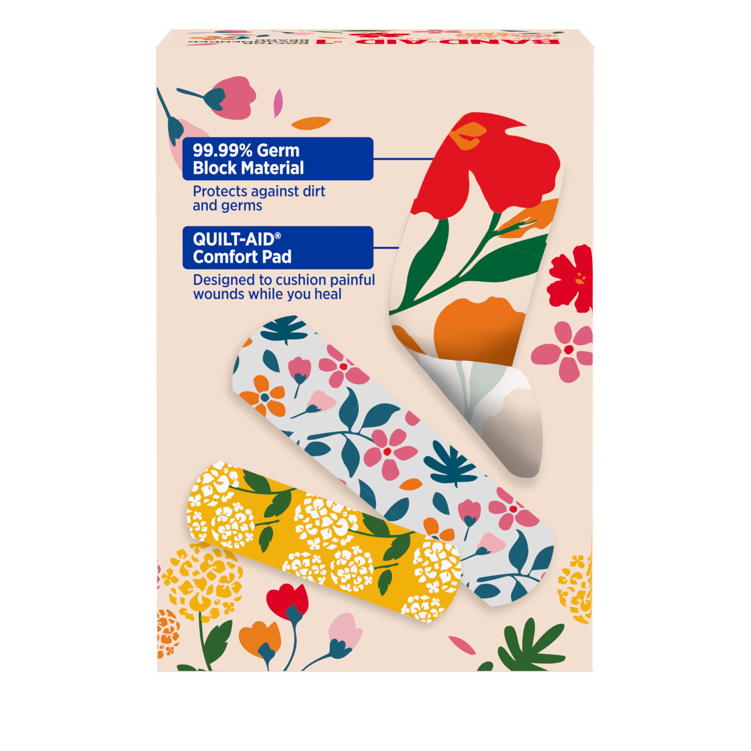 Band-Aid Brand Flexible Fabric Adhesive Bandages, Comfortable Flexible Protection & Wound Care for Minor Cuts & Scrapes, First Aid Bandage with a Wildflower Design, Assorted Sizes, 30 ct